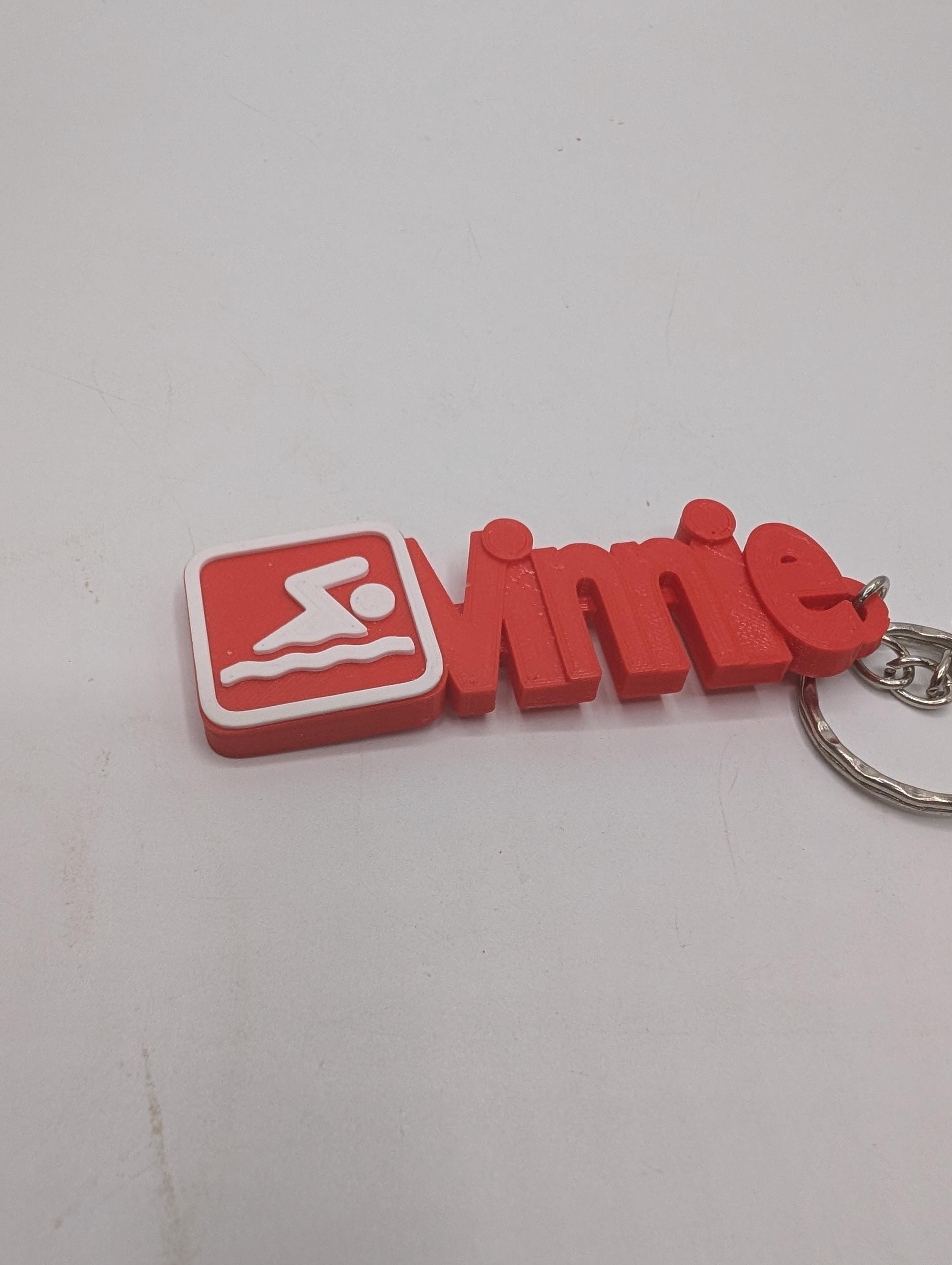 Swimming Bag Chunky Name Keyring, Swimming Bag Tag, Gift for a Swimmer, Swimming Keyring Gift, Under 5 Pound, Ready to Post Swimming Keyring