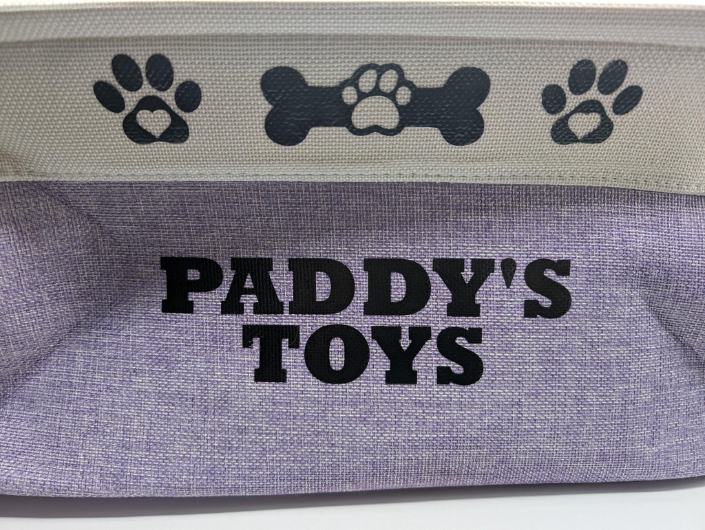 Personalised Dog Toy Basket, Dog Canvas Storage Basket, New Puppy Gift, Pet Storage Box, Present For Dogs, Puppy Pack, Cat Canvas Toy Basket