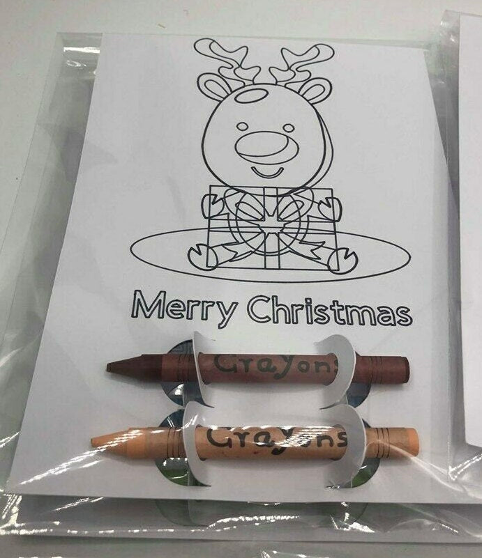 Stocking Filler Colouring & Crayons X2 / Christmas Eve Box Filler / Party Bag Filler / Christmas Colouring Sheet / Gift for Children / Xmas