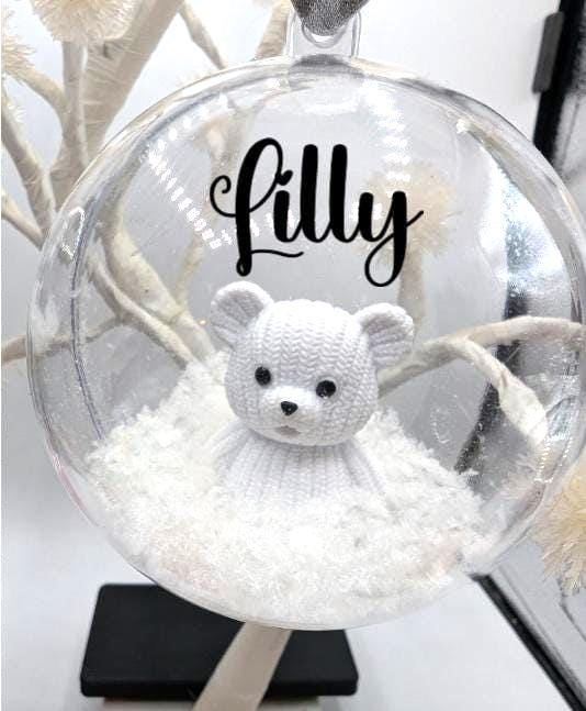 Personalised Bear Bauble, 1st Christmas Bauble, Personalised Decoration, Baby First Christmas Gift, Bear Christmas Bauble, Bear Bauble Gift