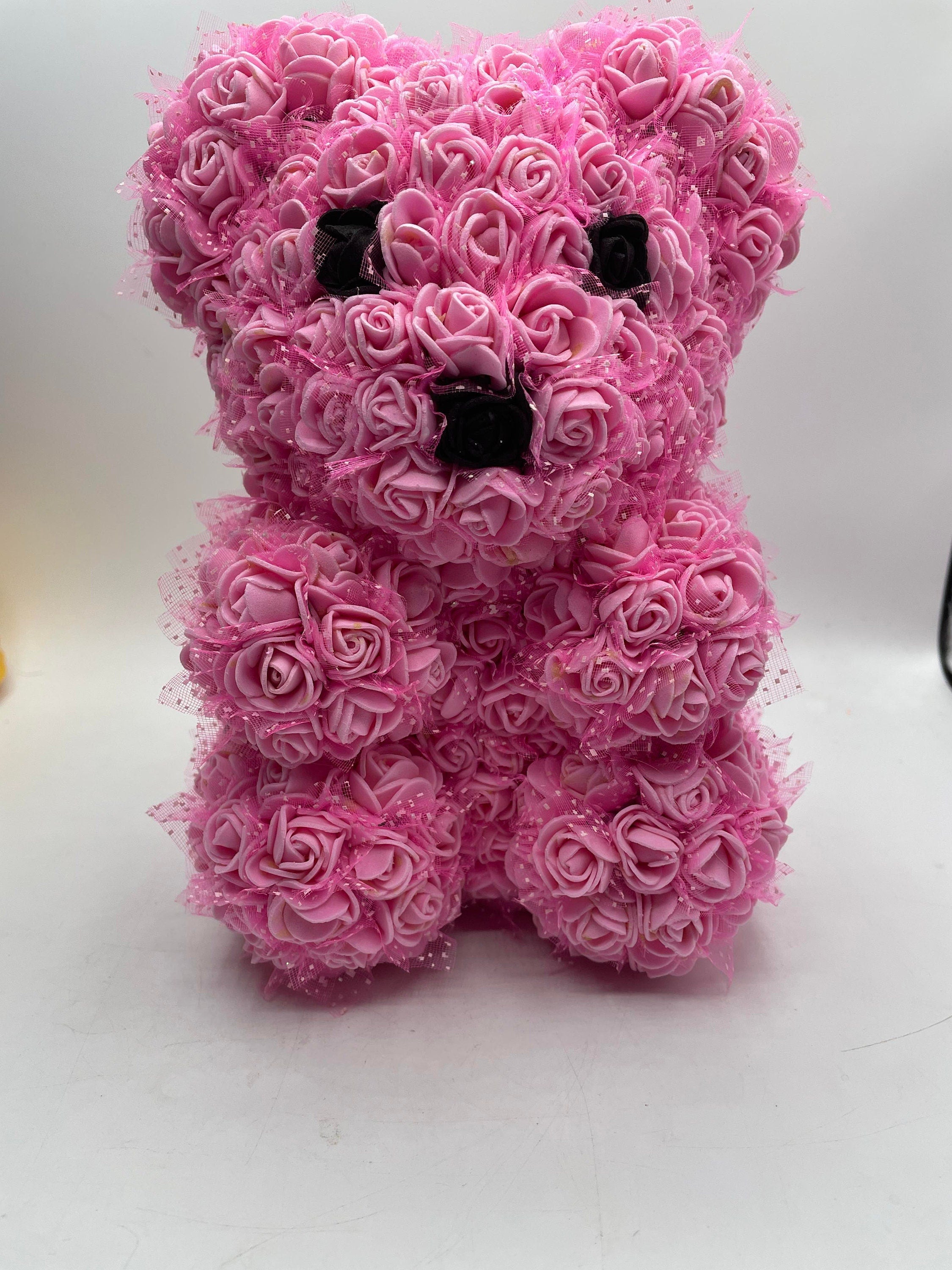 Personalized Rose Teddy Bear, Handmade Birthday Gift