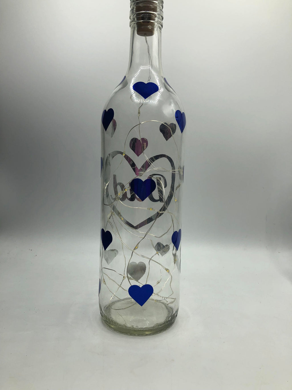 Dad Hearts LED Light Up Glass Bottle / Gift for Dad for Fathers Day / Fathers Day Gift / Gift for Dad's Birthday / Dad Christmas Gift / Dad