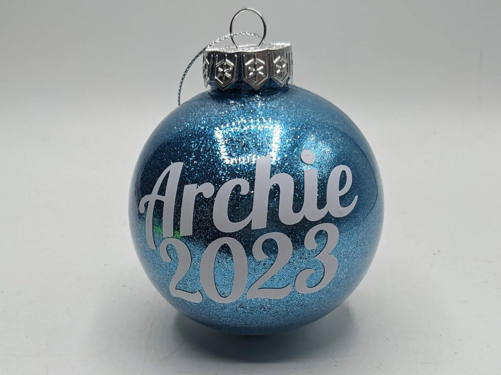 Personalised Glitter Bauble, Name & Date Bauble, Personalised Bauble, Tree Personalised Decor, Personalised Christmas Gift, First Christmas