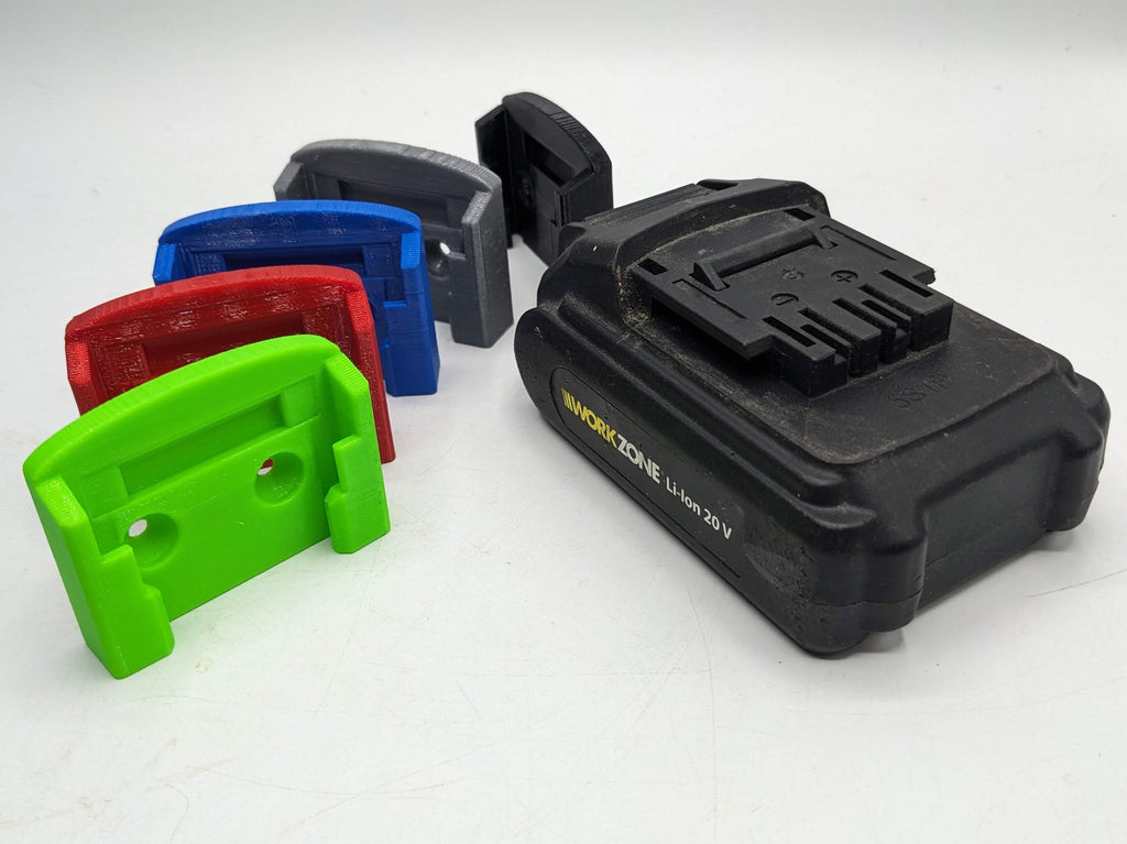 Workzone 20v Battery Wall / Undershelf Mount Holder for the Shed, Van or Workshop.  Price is for one battery holder.