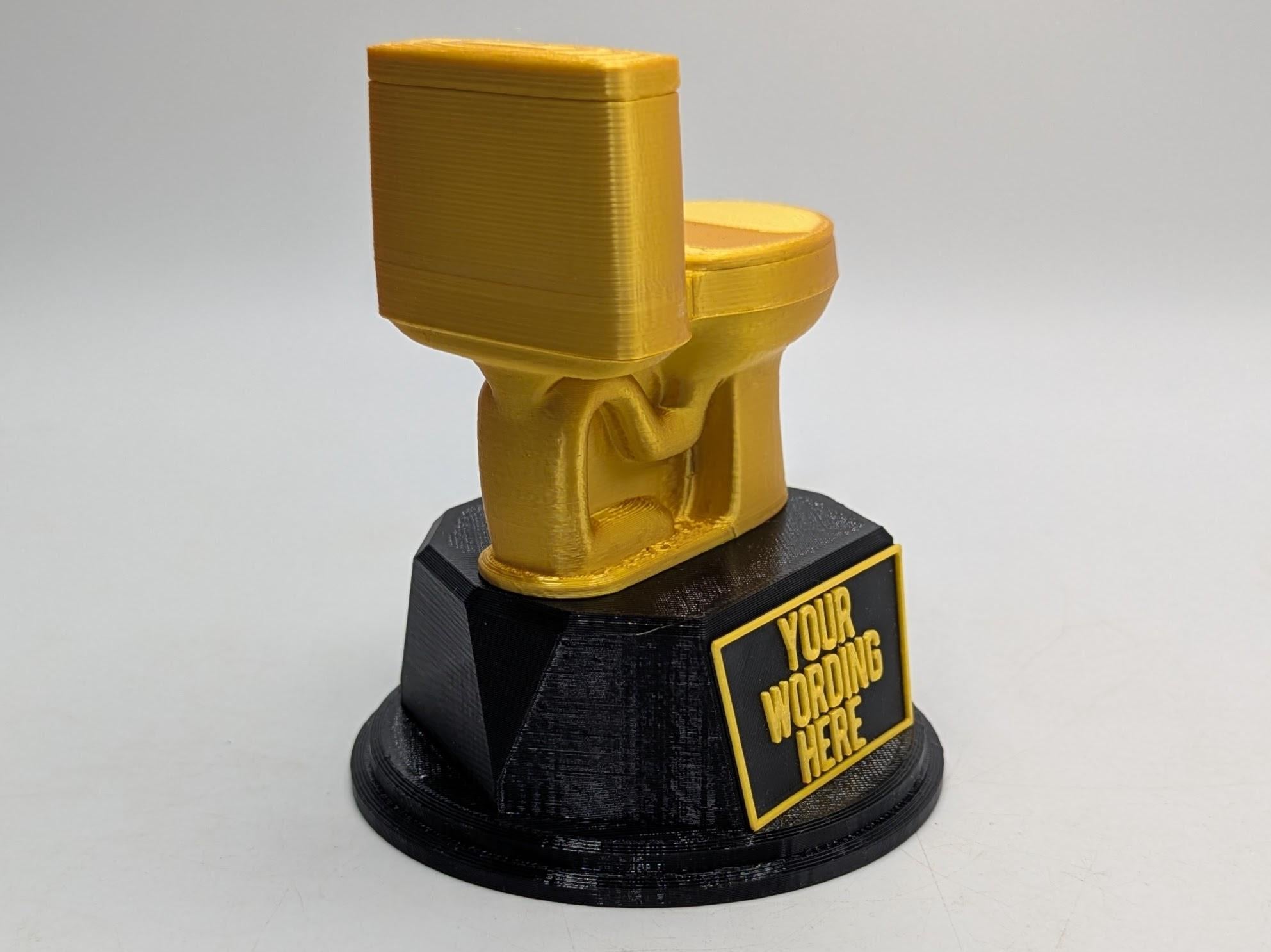 Personalised Toilet Trophy, Toilet Humour Trophy, Golden Toilet Award, Custom Trophy, Bottom Trophy, Loo Trophy, Funny Toilet, Toilet Humour