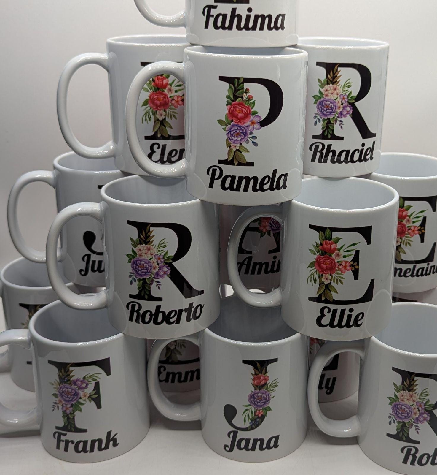 Personalised Name & Initial Mug / Floral Personalised Gift / Birthday Gift / Best Friend Gift / Custom Mug / Initial Mug / Birthday /Wedding