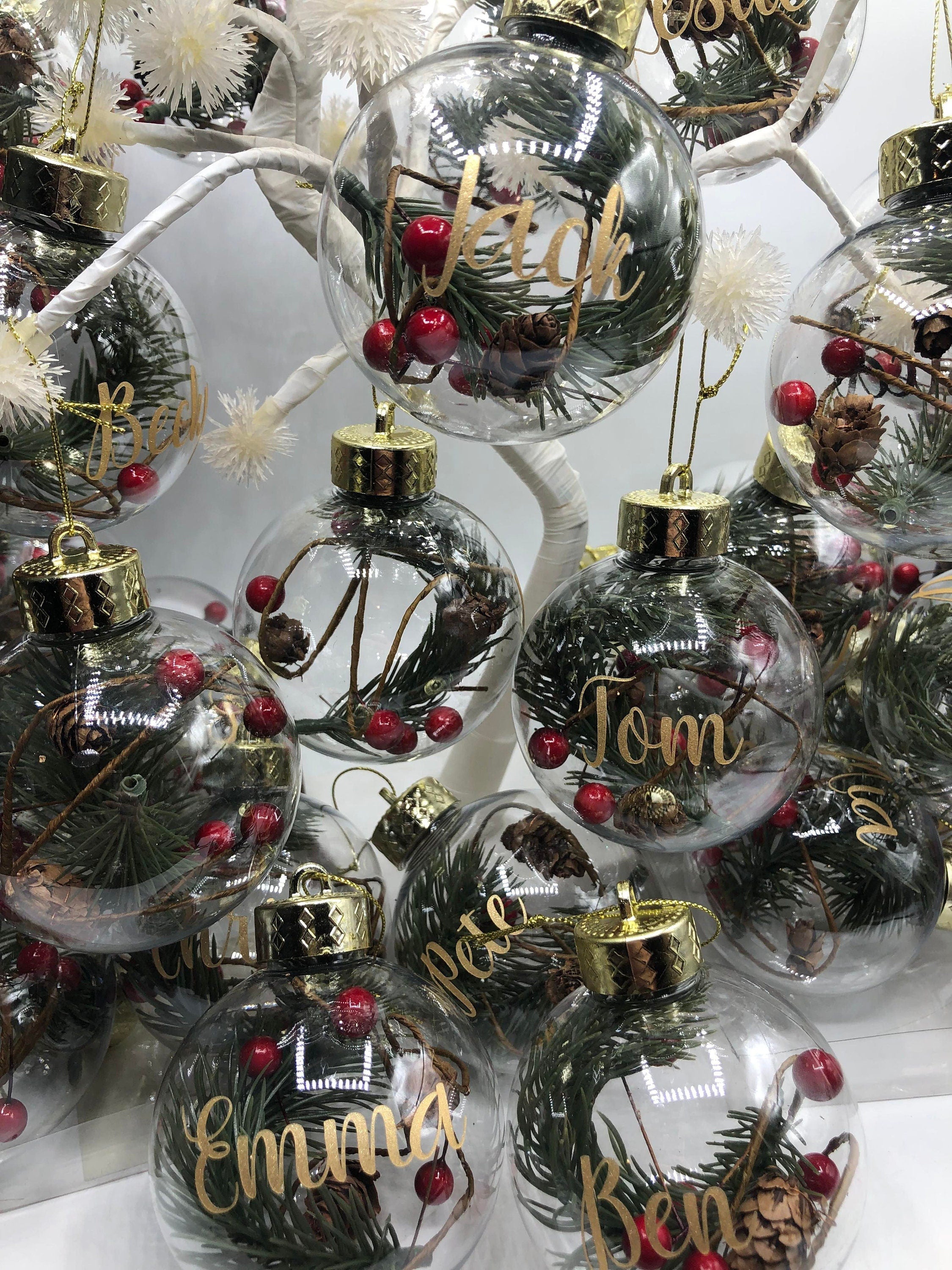 Personalised Christmas Bauble, Woodland Christmas Bauble, Tree Personalised Decoration, Name Bauble, Personalised Christmas Ornament, Berry