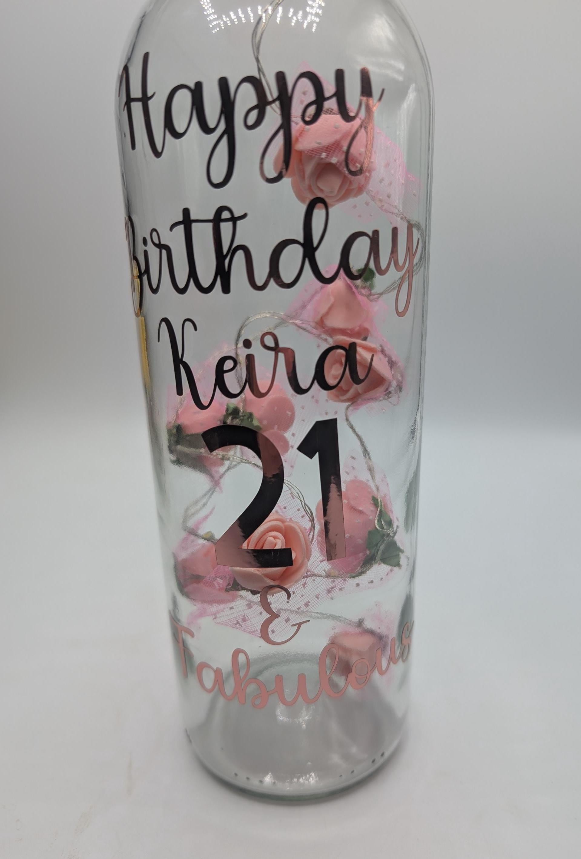 Personalised Light up Bottle, Milestone Birthday, 18th Birthday, 21st Birthday, 30th Birthday, 40th Birthday, 50th Birthday, For Her Gift