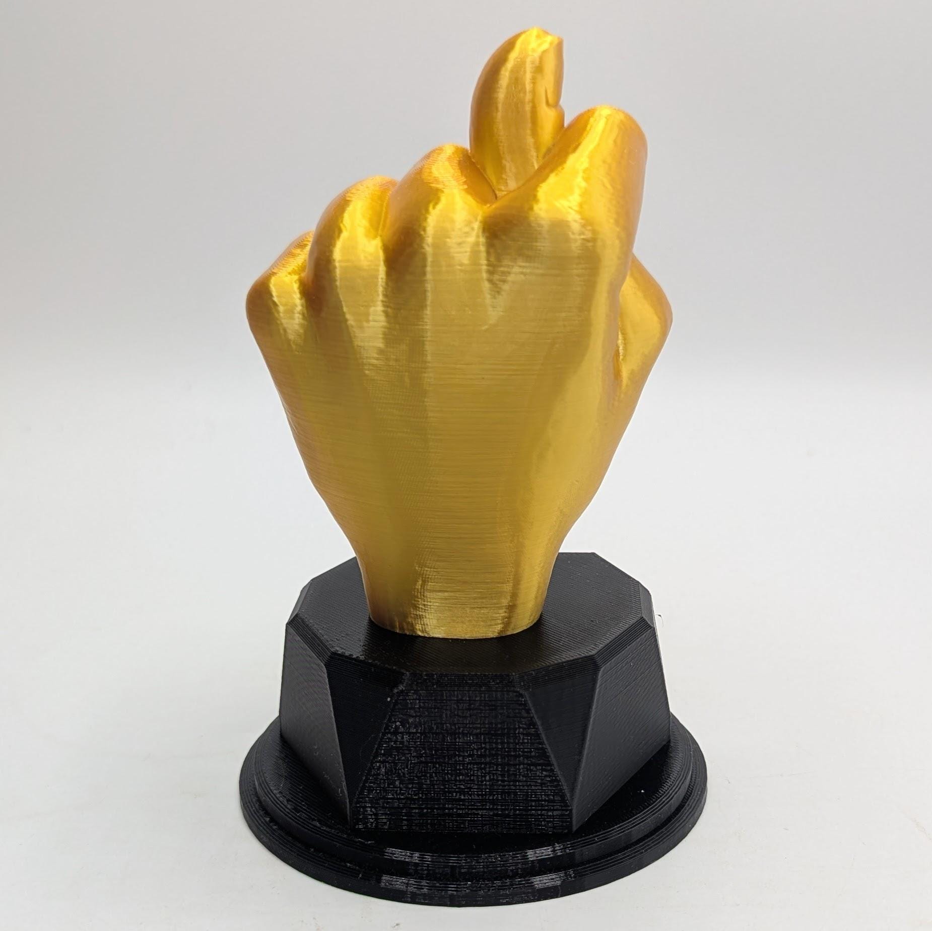 Personalised Got Your Nose Trophy, Hand Shape Gift, Got Your Nose Award, Nose Joke Gift, Custom Trophy Award, Novelty Nose Award, Gold Hand