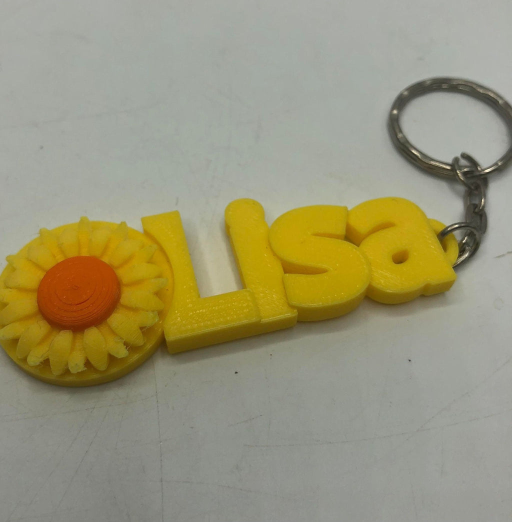Personalised Sunflower Keyrings / Sunflower Keychain / Flower Keyring / Gift for Flower Lover / Party Bag Filler / Sunflower Keyring Gift