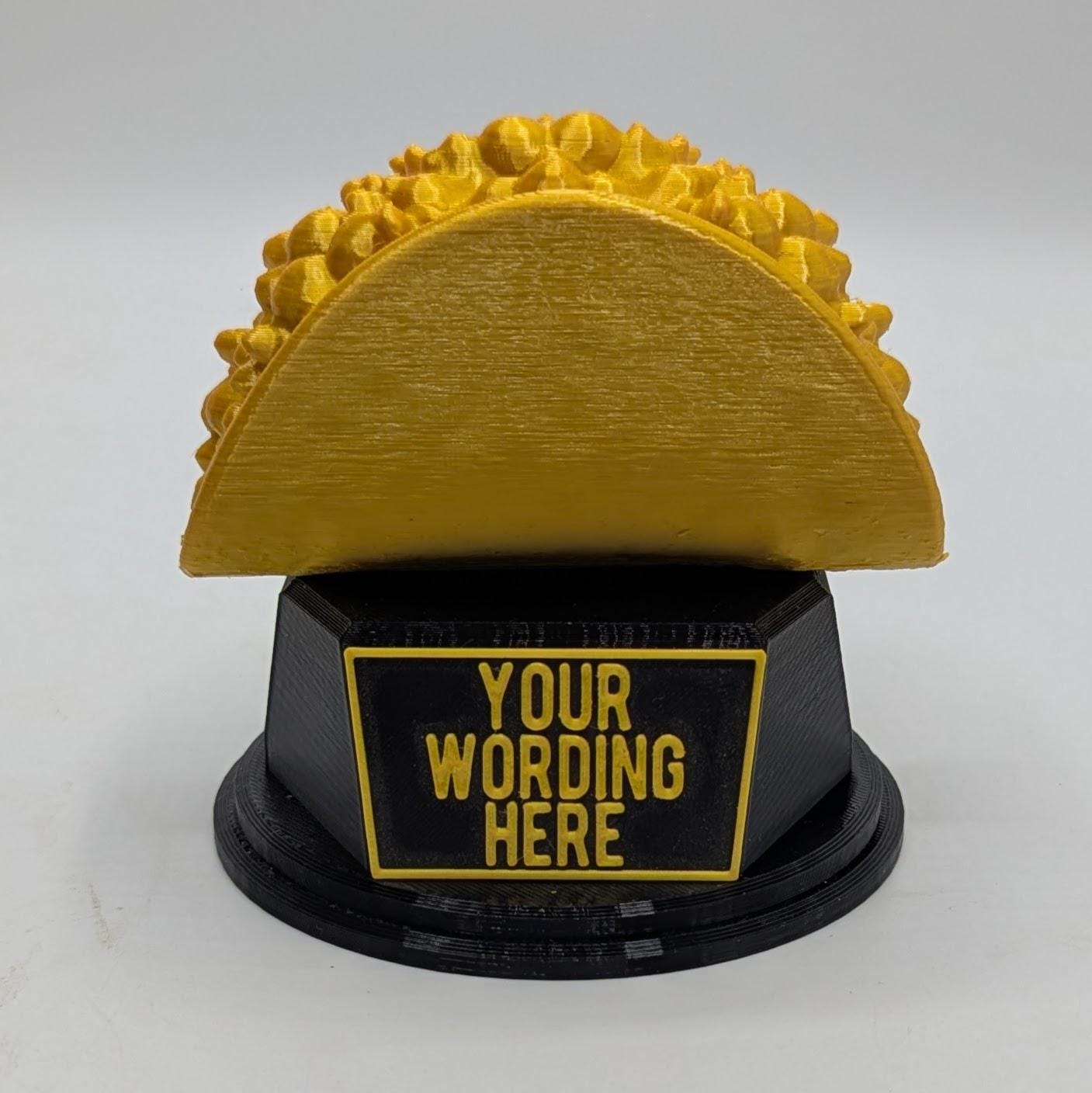 Personalised Taco Trophy, Taco Award Gift, Custom Trophy Gift, Funny Tortilla Award Gift, Office Trophy, Taco Lover Gift, Tortilla Lover