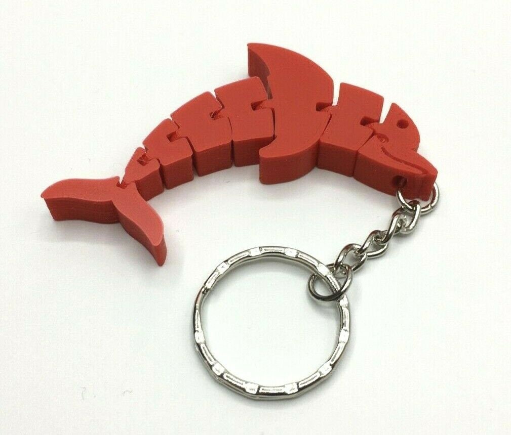 Flexible Dolphin Keyring, Dolphin Shaped Keyring, Articulated Dolphin, Flexible Bendy Dolphin Bag Tag, Sealife Keyring, Under 5 Pound Gift