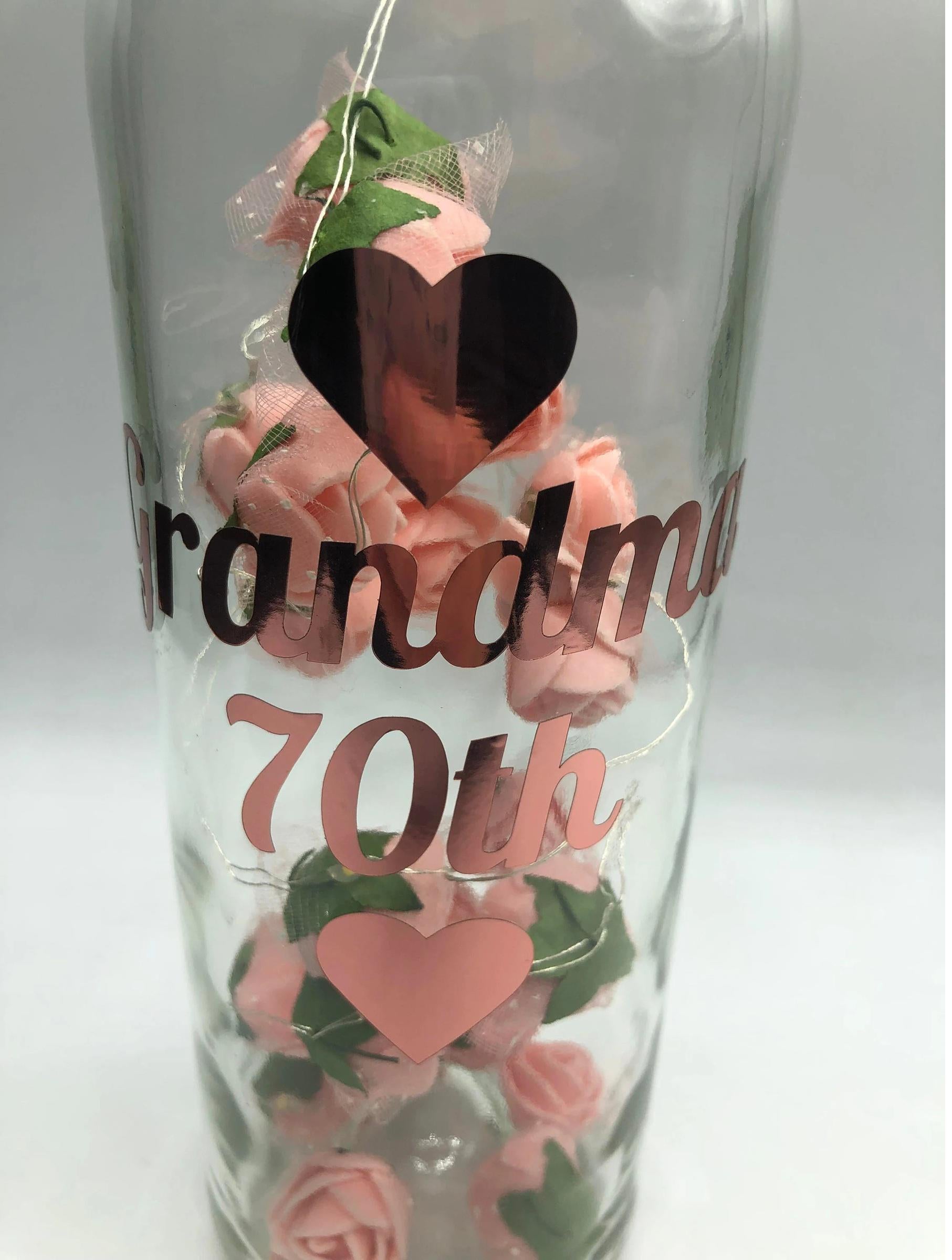 Custom Birthday Gift, Light Up Bottle, 18th Birthday, 21st Birthday, 30th Birthday, 60th Birthday, 70th Birthday, Gift for Her, Celebration