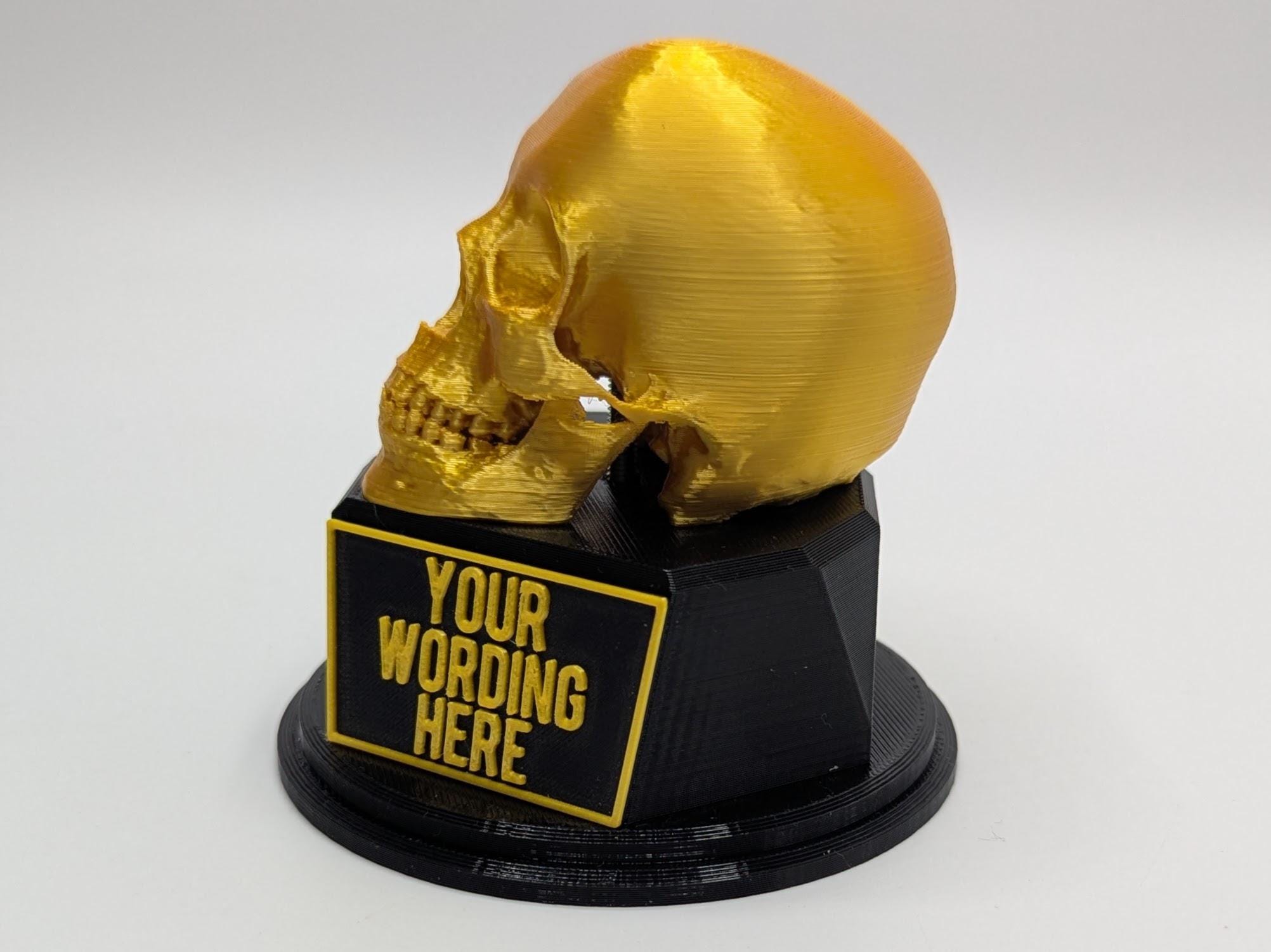 Personalised Skull Trophy, Human Skull Trophy, Gothic Lover Gift, Halloween Award, Custom Skull Lover Gift, Skull Shaped Trophy, Skull Award