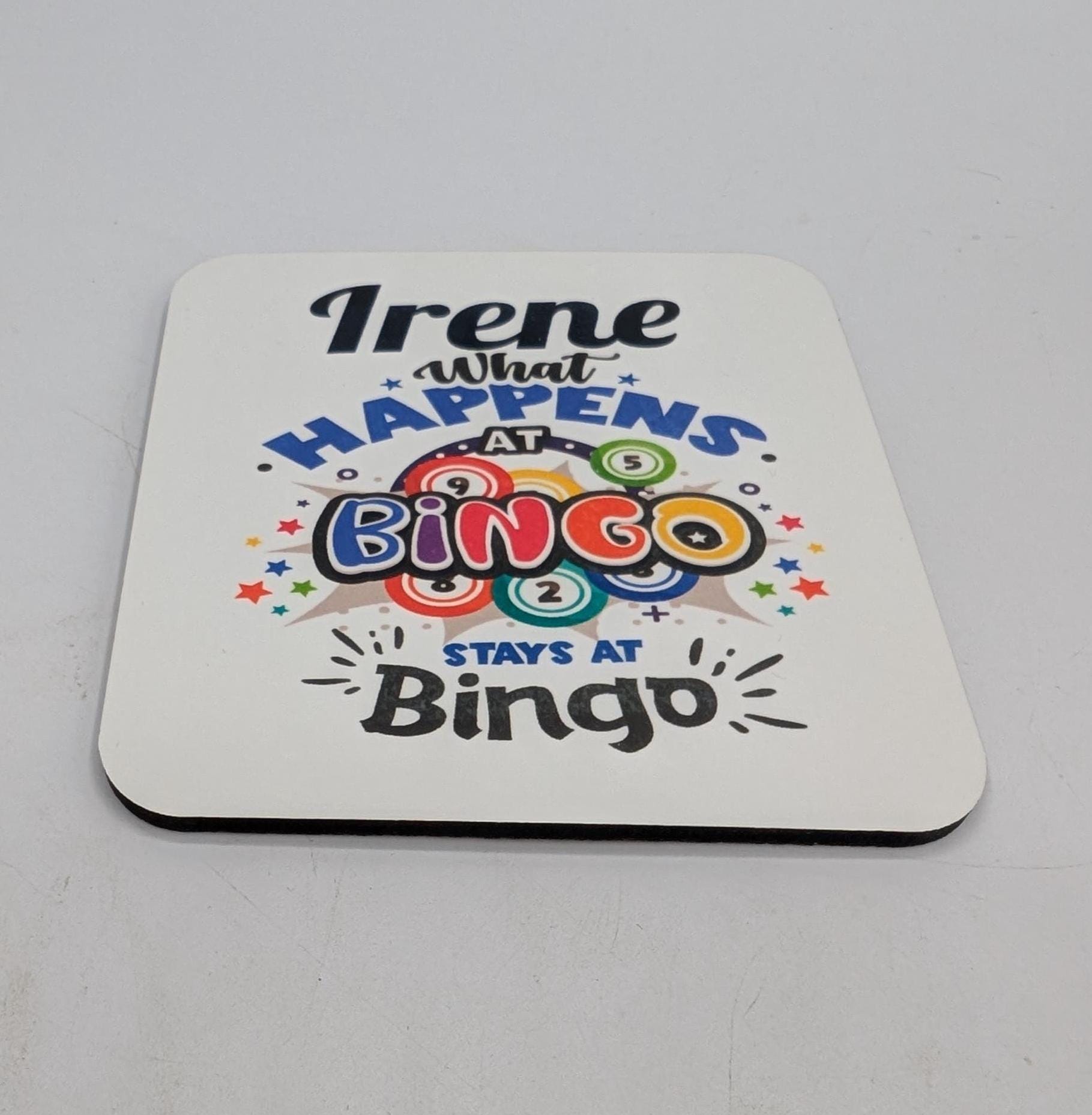 Personalised Bingo Coaster, What Happens at Bingo Gift, Bingo Coaster, Personalised Bingo Coaster, Drink Mat, Fun Gift for Bingo Lover