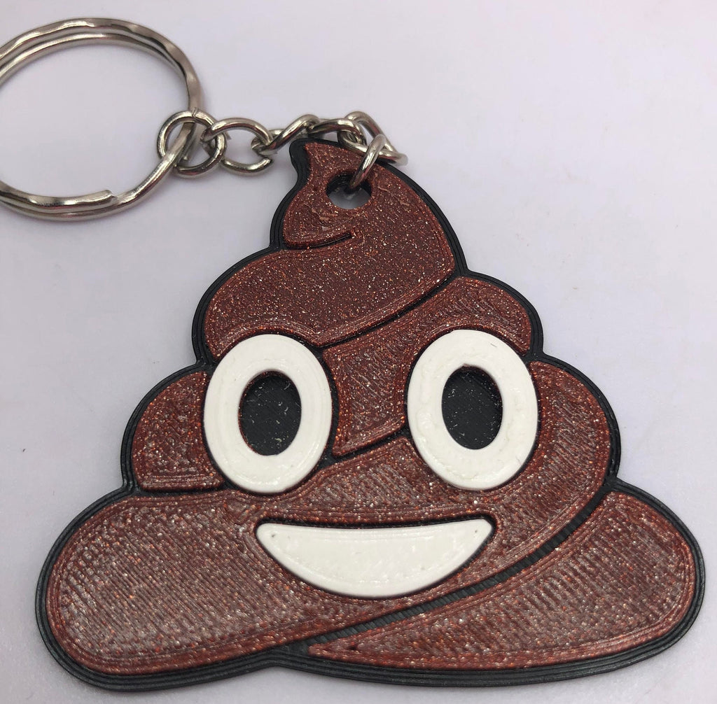 Sparkly Brown Poop Keyring / Smiling Pile of Poo Bag Tag / Poo Shaped Keyring / Poo Shaped Bag Tag / Novelty Poo Keyring / Poop Joke Keyring