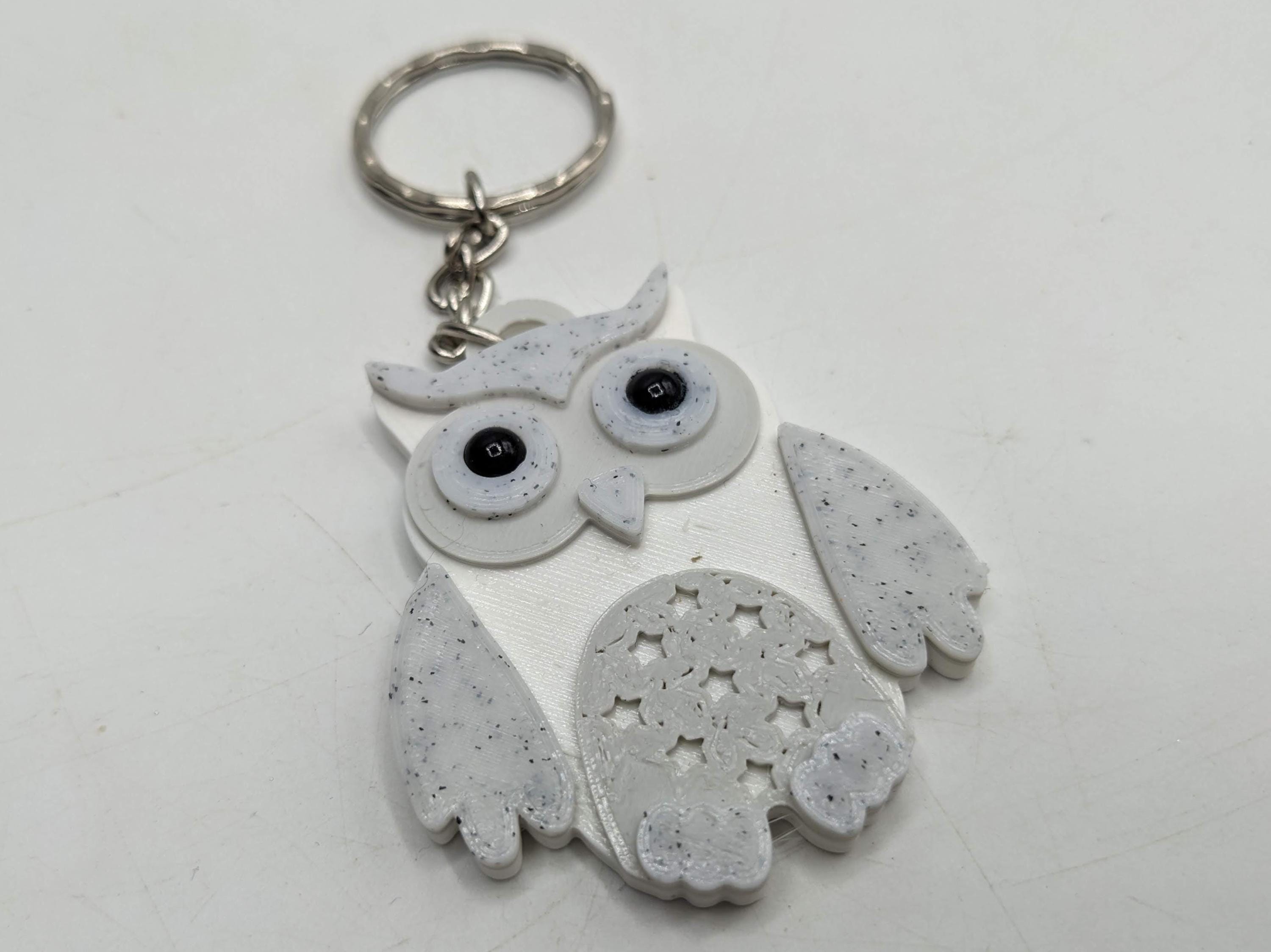 Owl Keyring / Owl Shaped Keychain / Owl Bag Tag Charm / Wildlife Keyring / Under 5 pound / Barn Owl Keychain / Snowy Owl Gift / Owl Gift