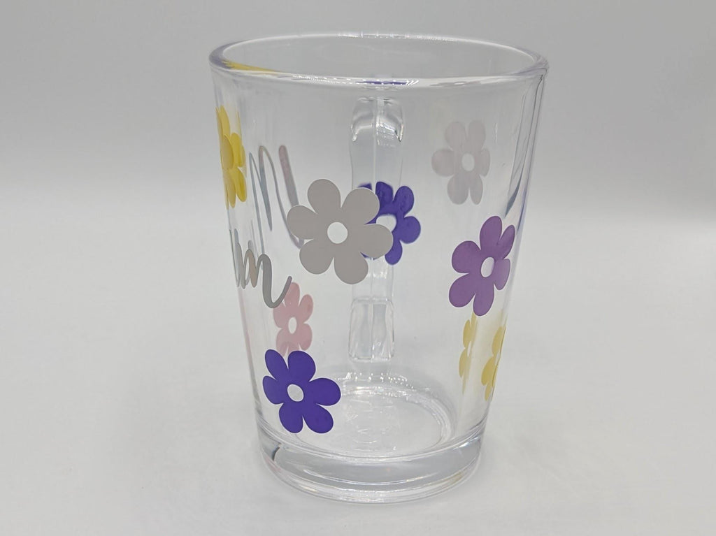 Personalised Flower Glass, Flower Glass Coaster, Gift for her, Mother's Day Gift, Gin Flower Glass, Prosecco Flower Glass, Flower Gift Mug