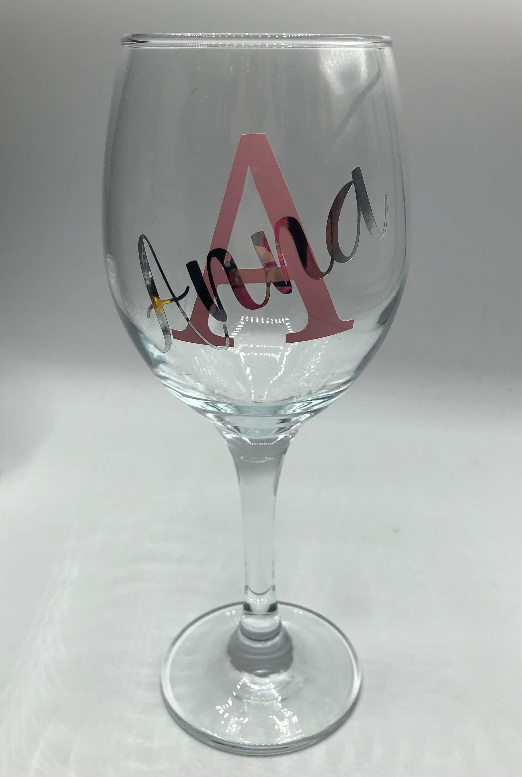 Personalised Glass Initial & Name / Name Glass/Initial, Birthday Gift, Valentines Day Gift, Christmas Gift,  Mothers Day Gift, Teacher Gift