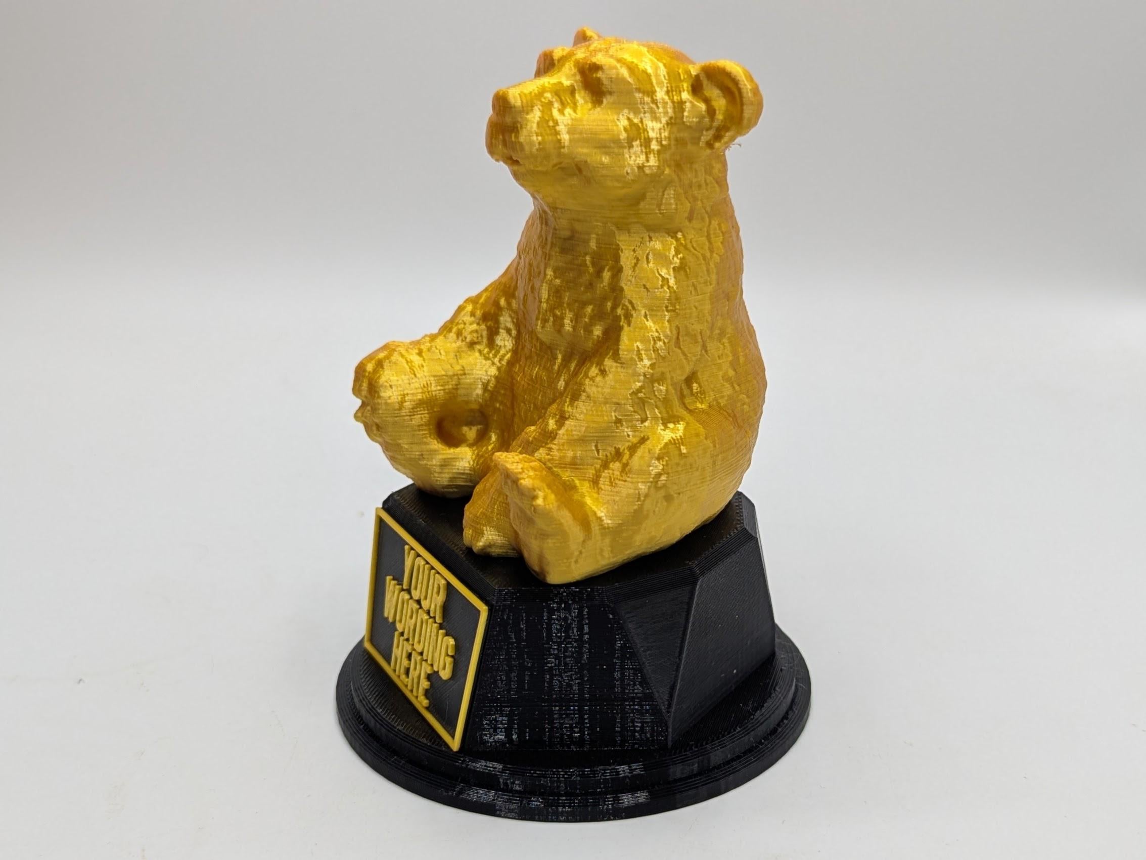 Personalised Bear Trophy, Animal Award Gift, Gift for Bear Lover, Custom Trophy Gift, Bear Award Gift, Office Trophy, Office Award Trophy