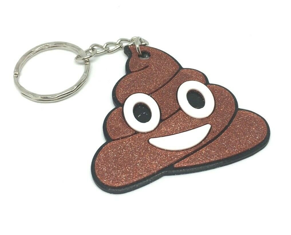 Sparkly Brown Poop Keyring / Smiling Pile of Poo Bag Tag / Poo Shaped Keyring / Poo Shaped Bag Tag / Novelty Poo Keyring / Poop Joke Keyring