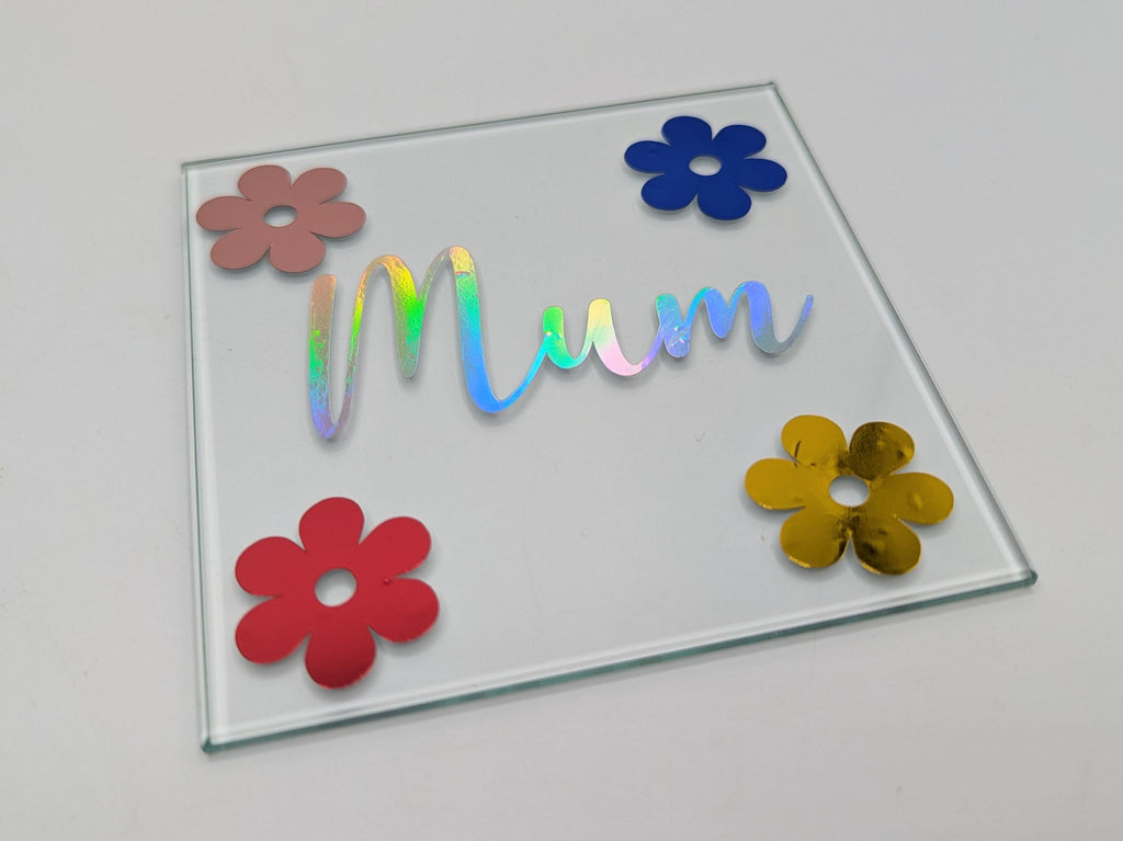Personalised Flower Glass, Flower Glass Coaster, Gift for her, Mother's Day Gift, Gin Flower Glass, Prosecco Flower Glass, Flower Gift Mug
