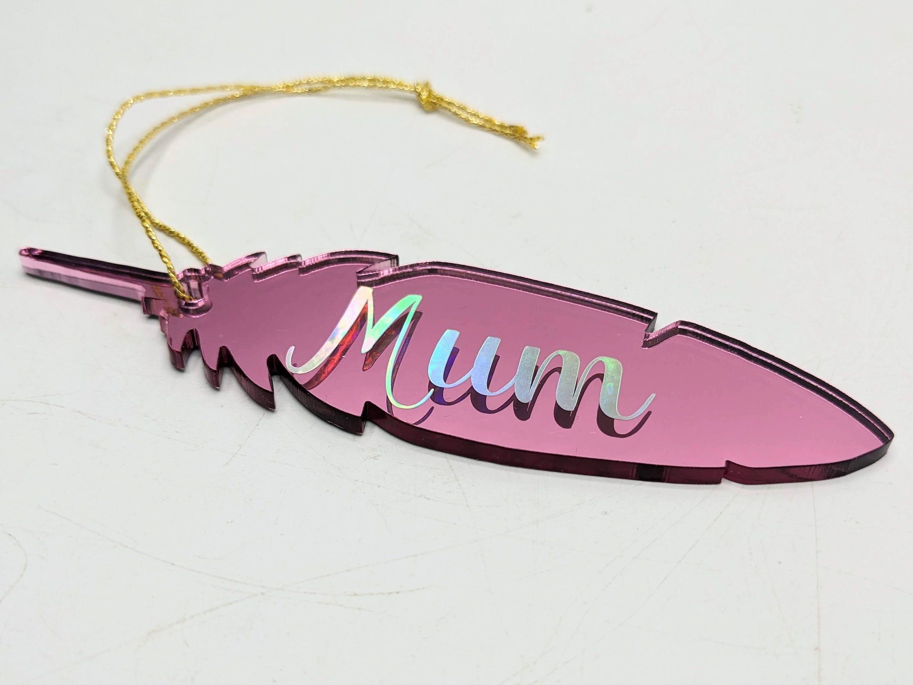 Personalised Feather / Feather Memorial Christmas / Personalised Feather Gift / Tree Personalised Decoration / Feather Personalised Gift