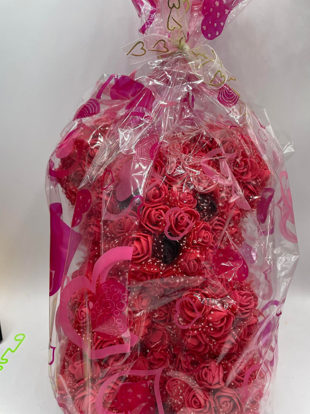 Personalized Rose Teddy Bear, Handmade Birthday Gift