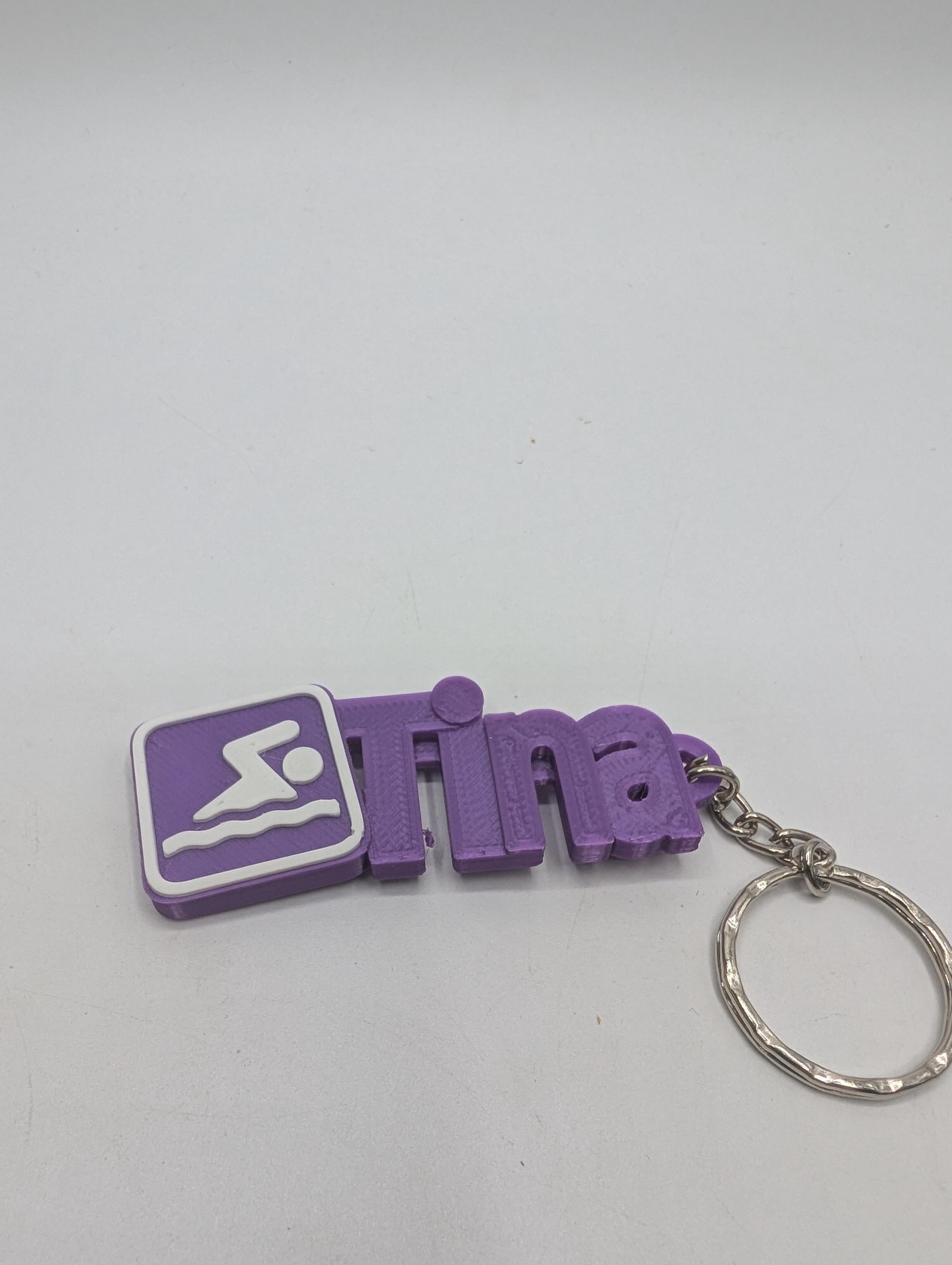 Swimming Bag Chunky Name Keyring, Swimming Bag Tag, Gift for a Swimmer, Swimming Keyring Gift, Under 5 Pound, Ready to Post Swimming Keyring