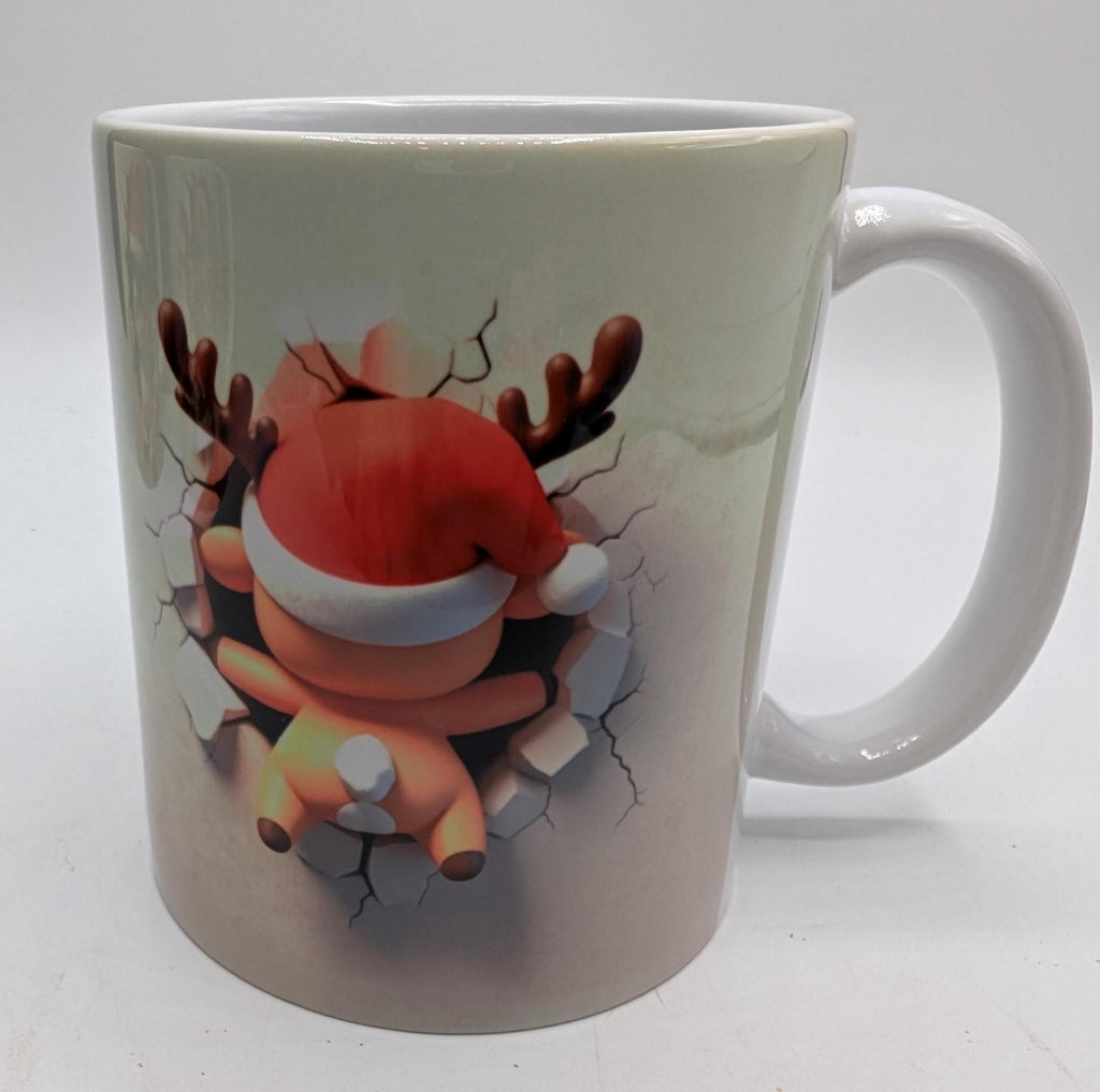 Christmas Reindeer 3D Mug, Funny Penguin Mug, Christmas Hot Chocolate Mug, Reindeer Christmas Gift, Gift For Her, Gift for Him, Reindeer Mug