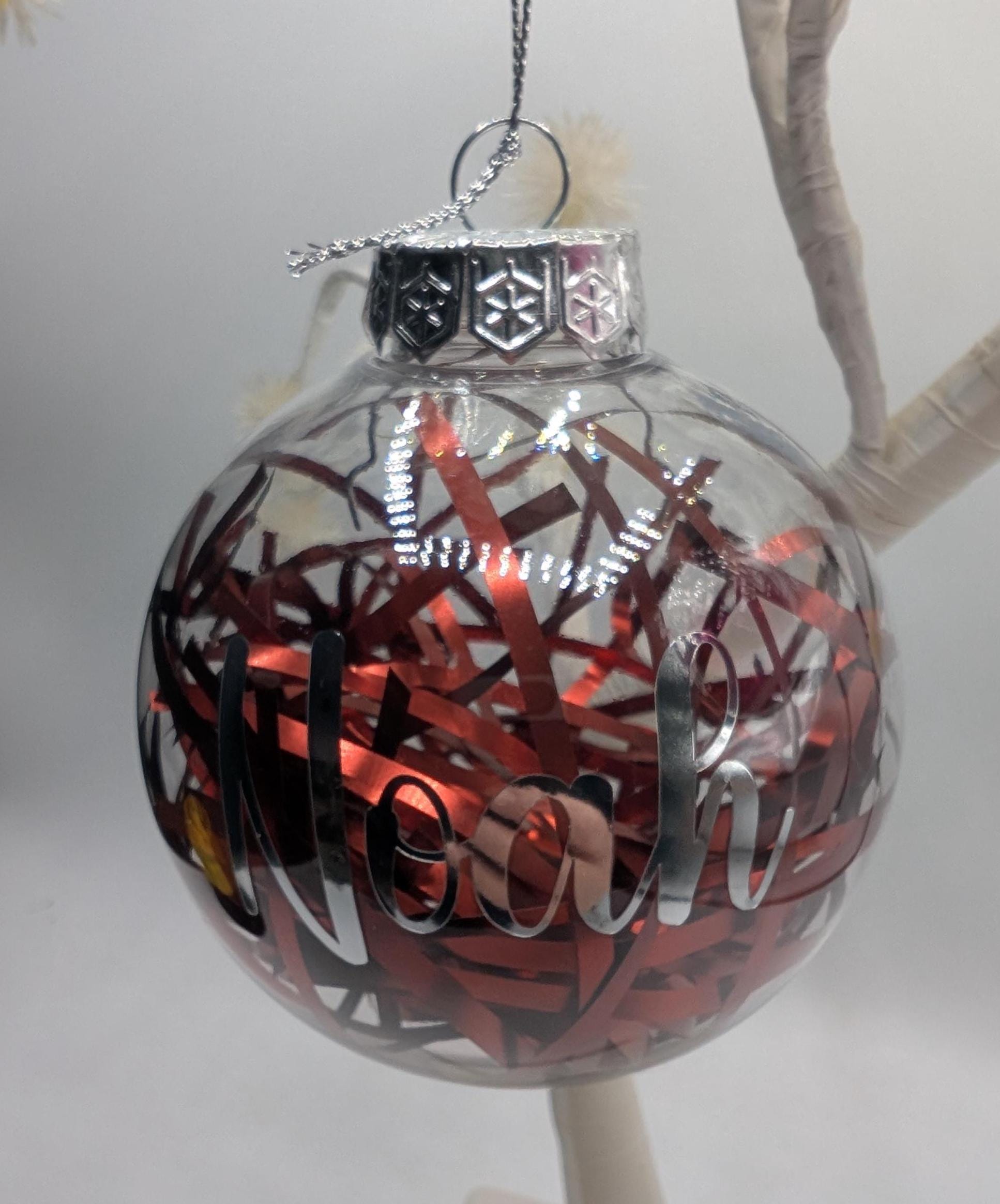 Personalised Tinsel Bauble, First Christmas, Custom Bauble, Memorial Bauble, Tree Custom Decoration, Personalised Christmas Ornament Gift