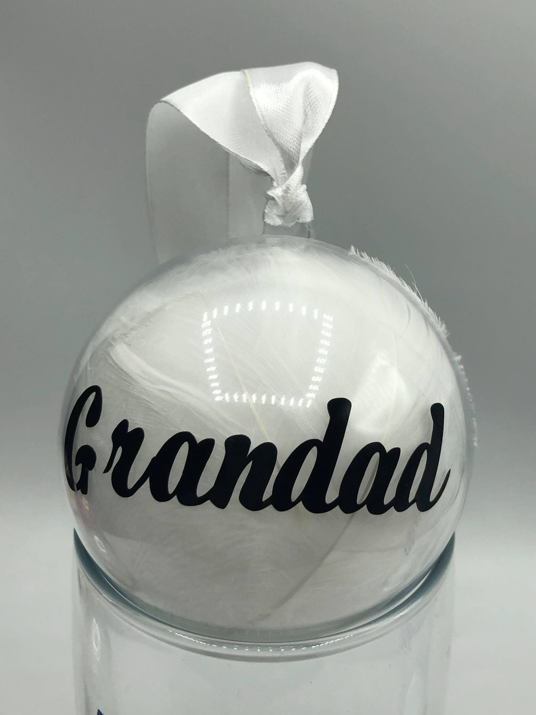 Personalized Feather Memory Bauble, Remembrance Christmas Keepsake