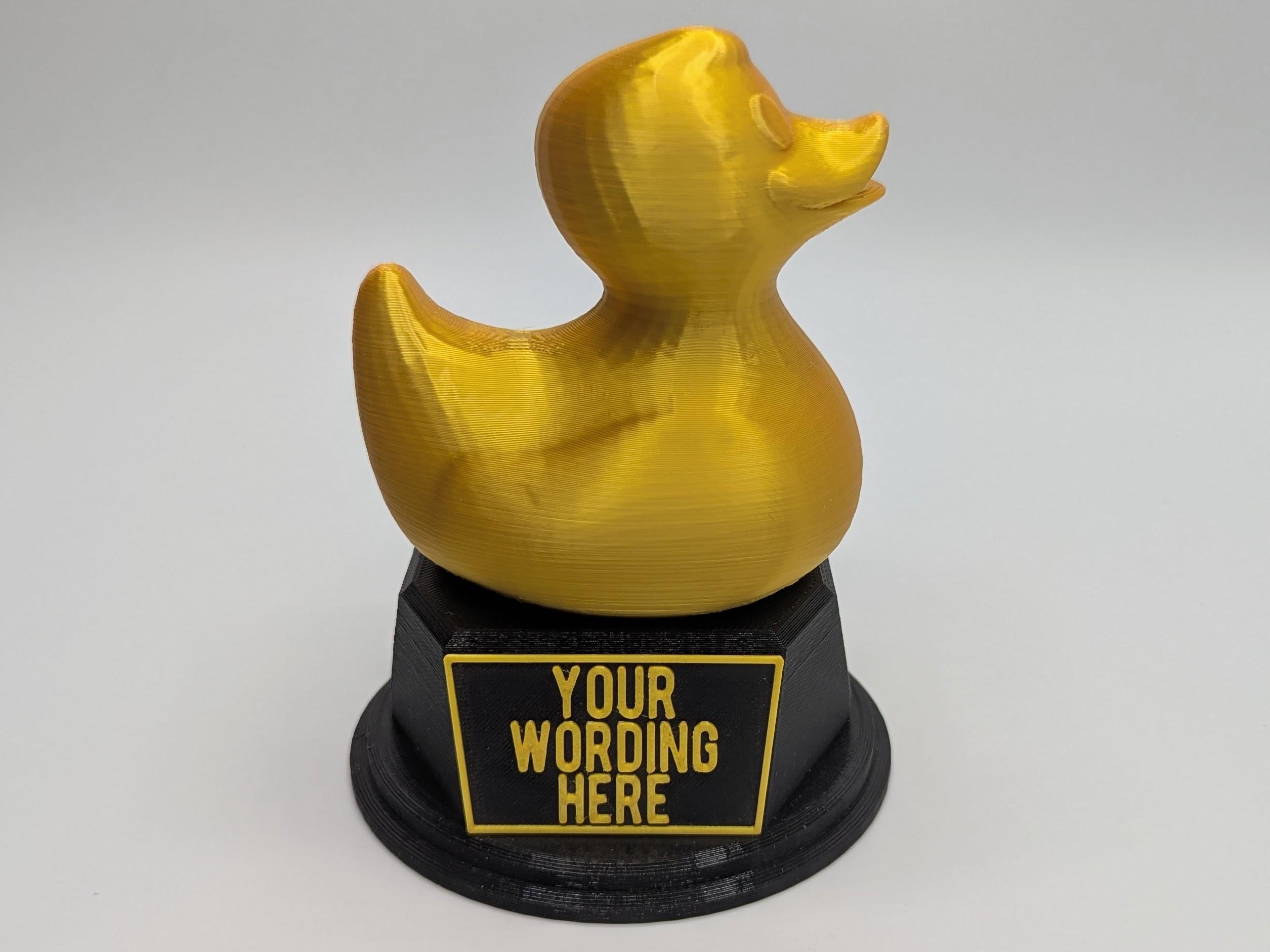Personalised Rubber Ducky Trophy, Rubber Duck Fun Trophy, Rubber Duck Lover Gift, Rubber Duck Award, Duck Trophy, Custom Duck Lover Gift