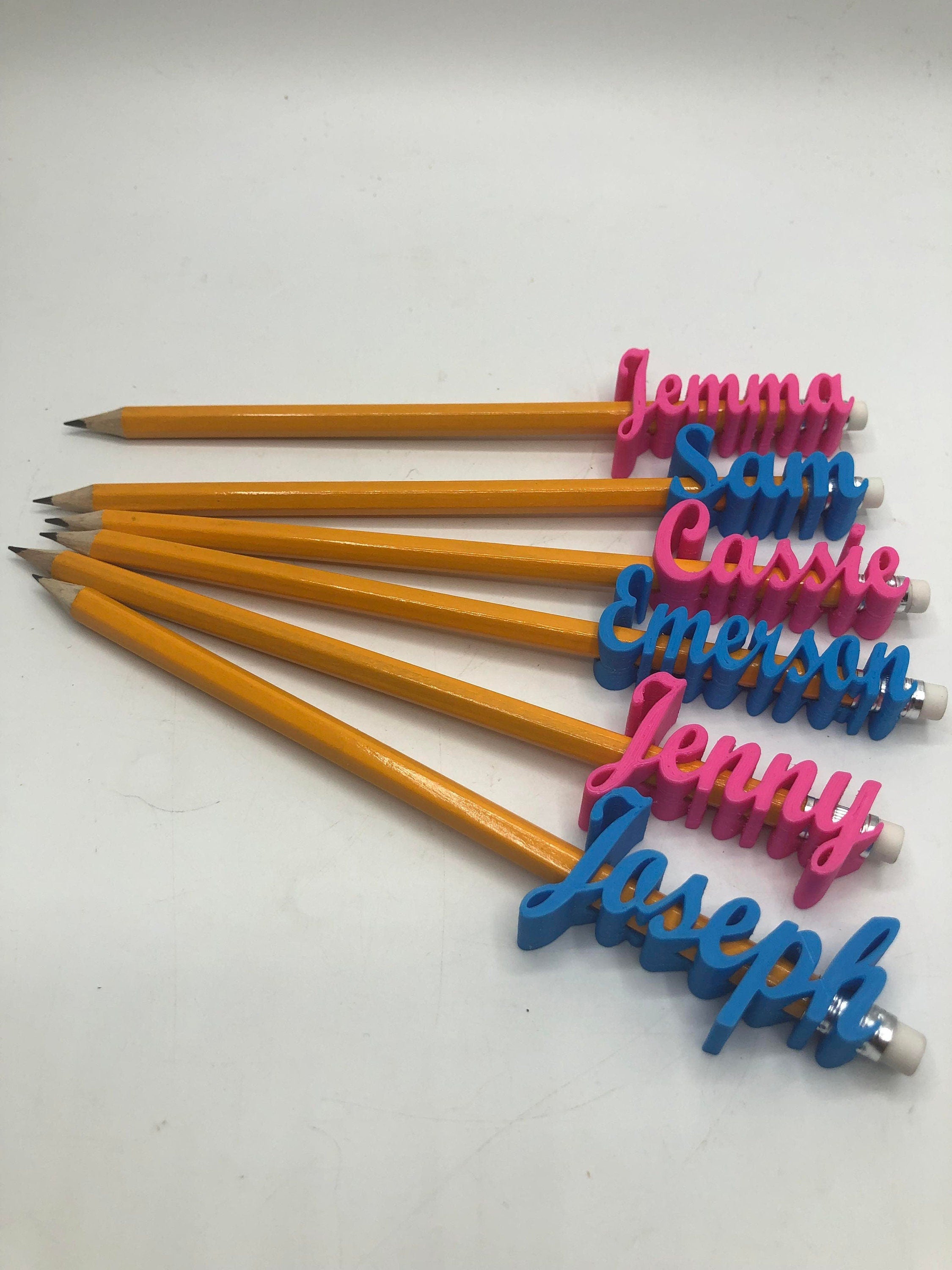 Personalised Script Pencil Topper / Party Bag Filler / Gift for Teachers / Gift for Office Staff / Under 5 Pound / Pencil Topper with Pencil