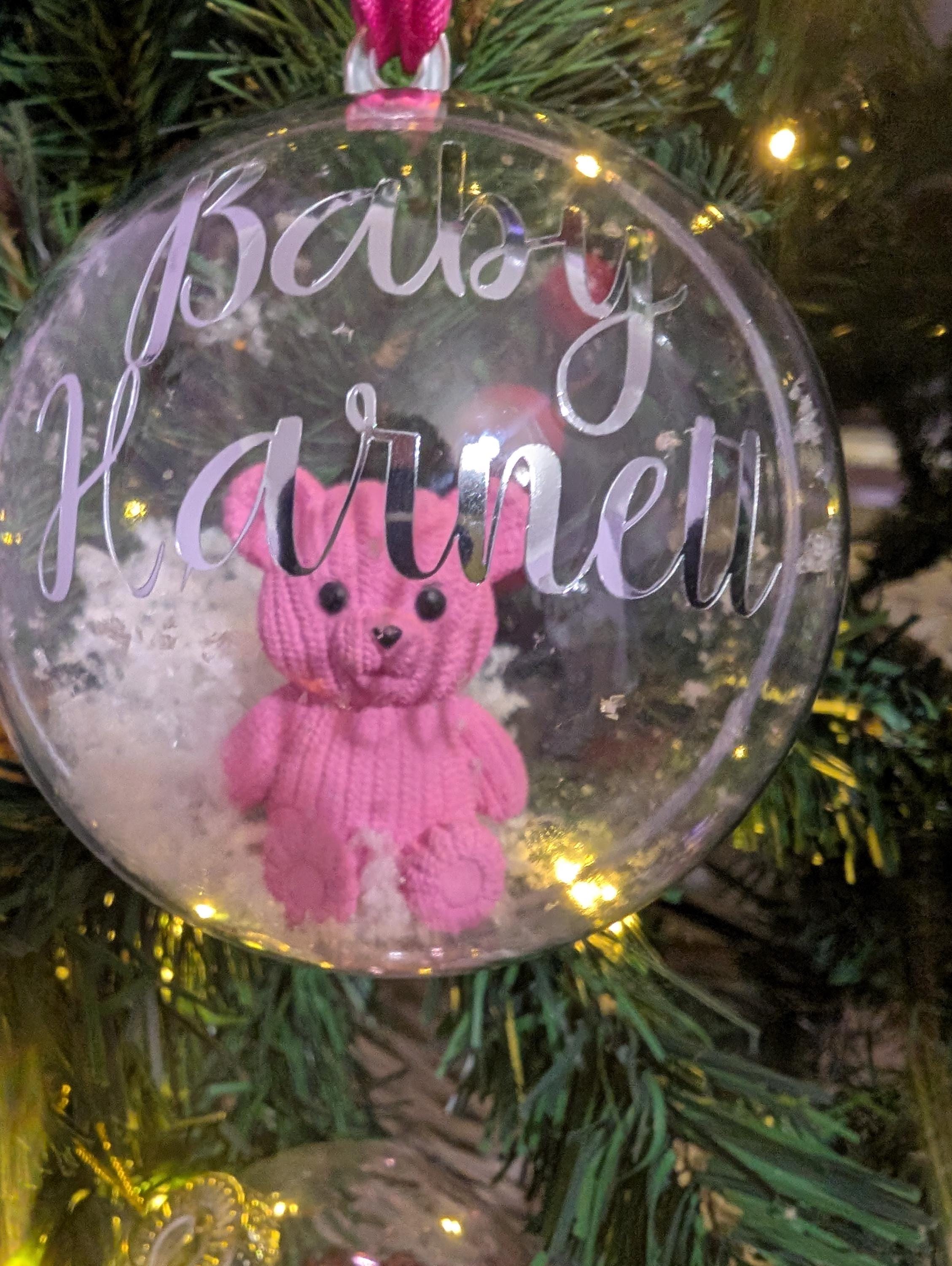 Personalised Bear Christmas Bauble / Memorial Bauble / Tree Personalised Decoration / Baby First Christmas Ornament Gift / Personalised Gift