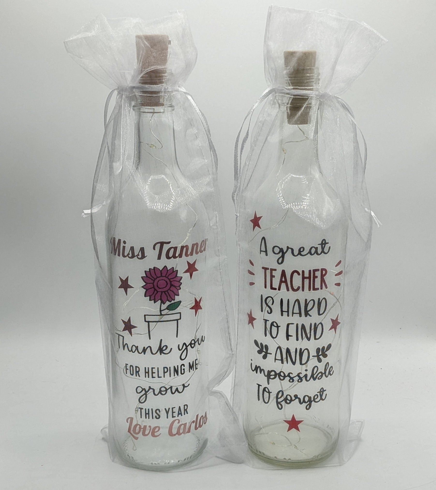 Thank you Teacher Gift, Teacher Light Up Bottle, End of Year Gift for Teacher, Leaving Gift for Teacher, A Great Teacher is Hard to Find