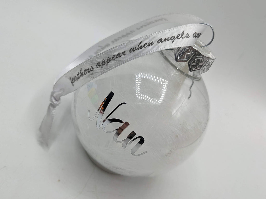 Personalized Feather Memory Bauble, Remembrance Christmas Keepsake