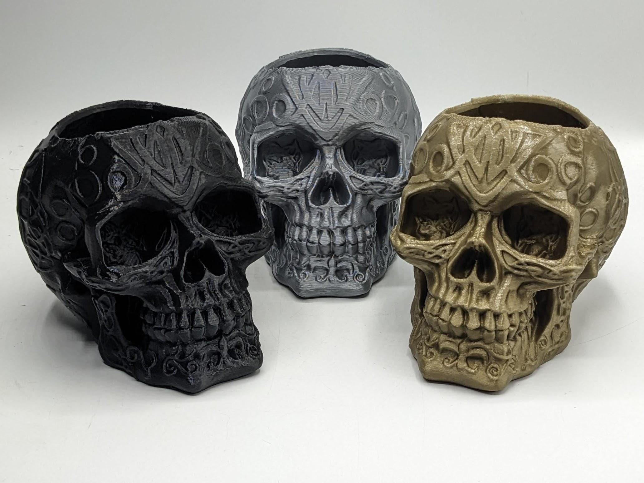 Celtic Skull Pen Pot, Skull Desk Tidy, Skull Storage Pot, Celtic Skull Desk, Gothic Pen Pot, Skull Gift, Skull Office Desk Tidy, Halloween
