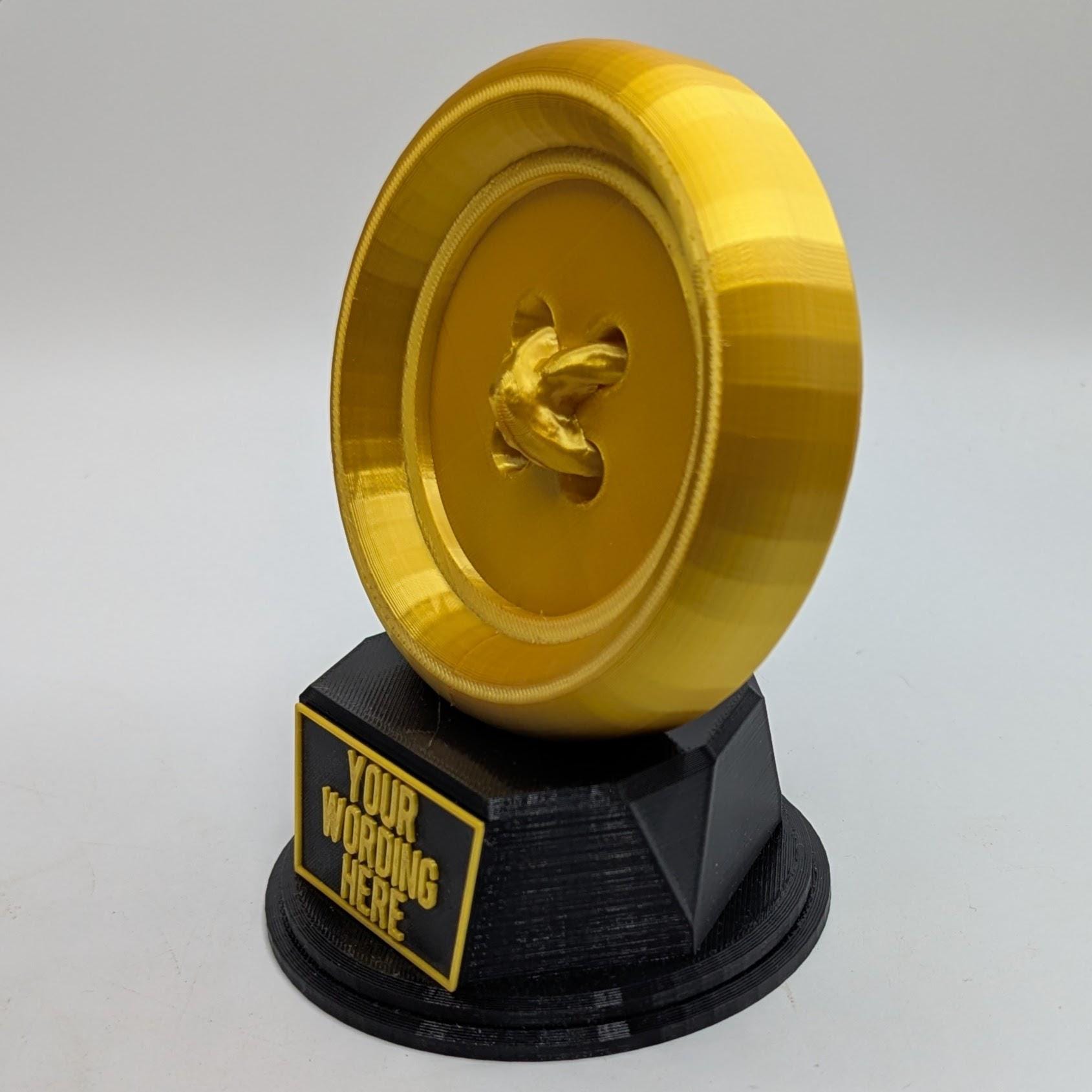 Personalised Clothes Button Trophy, Sewing Award, Custom Trophy, Sewing Lover, Button Award Gift, Button Trophy Gift, Button, Office Trophy