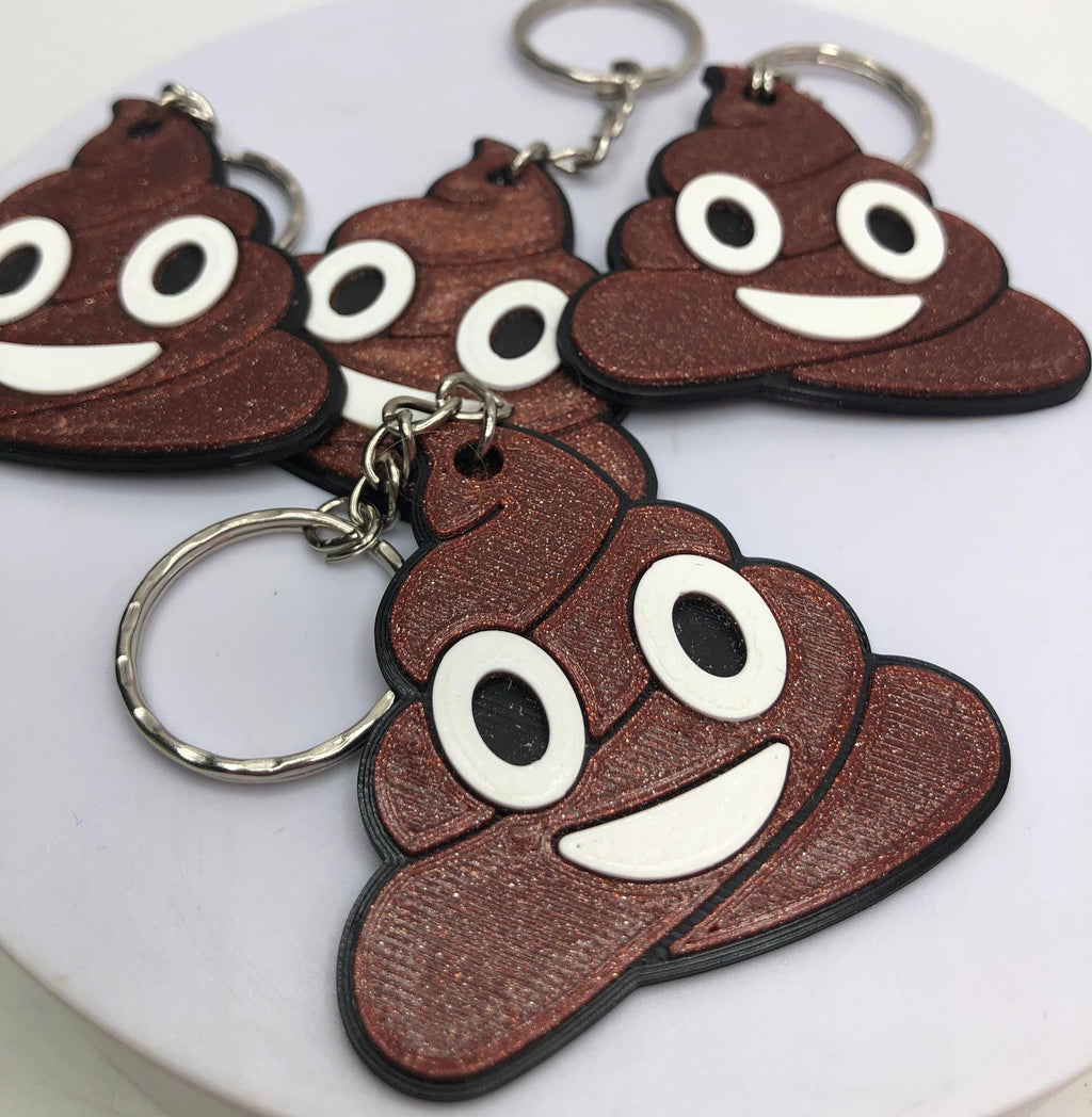 Sparkly Brown Poop Keyring / Smiling Pile of Poo Bag Tag / Poo Shaped Keyring / Poo Shaped Bag Tag / Novelty Poo Keyring / Poop Joke Keyring