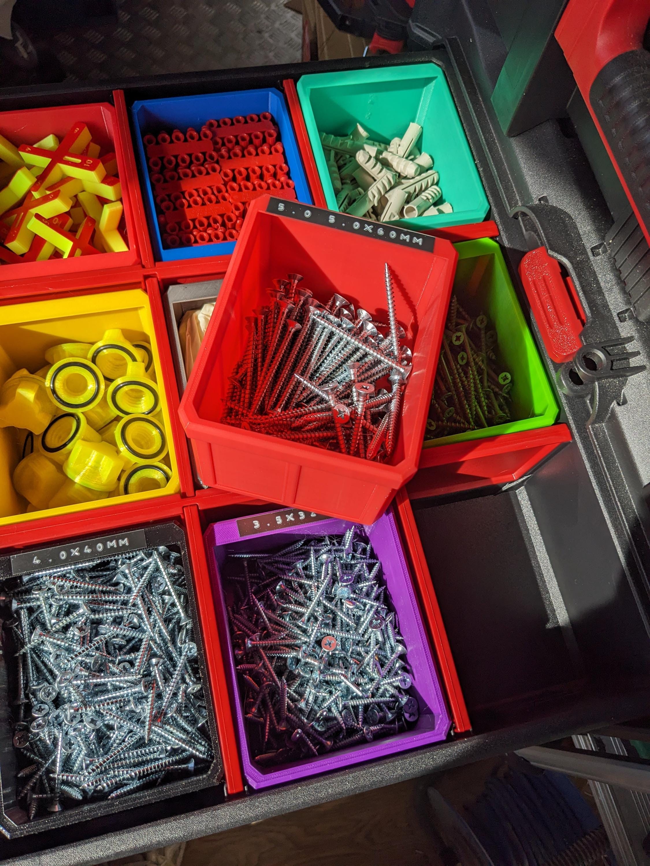 Set of 3 Parts Bins for Milwaukee Packout 3 Drawer Tool Boxes (4932472130)