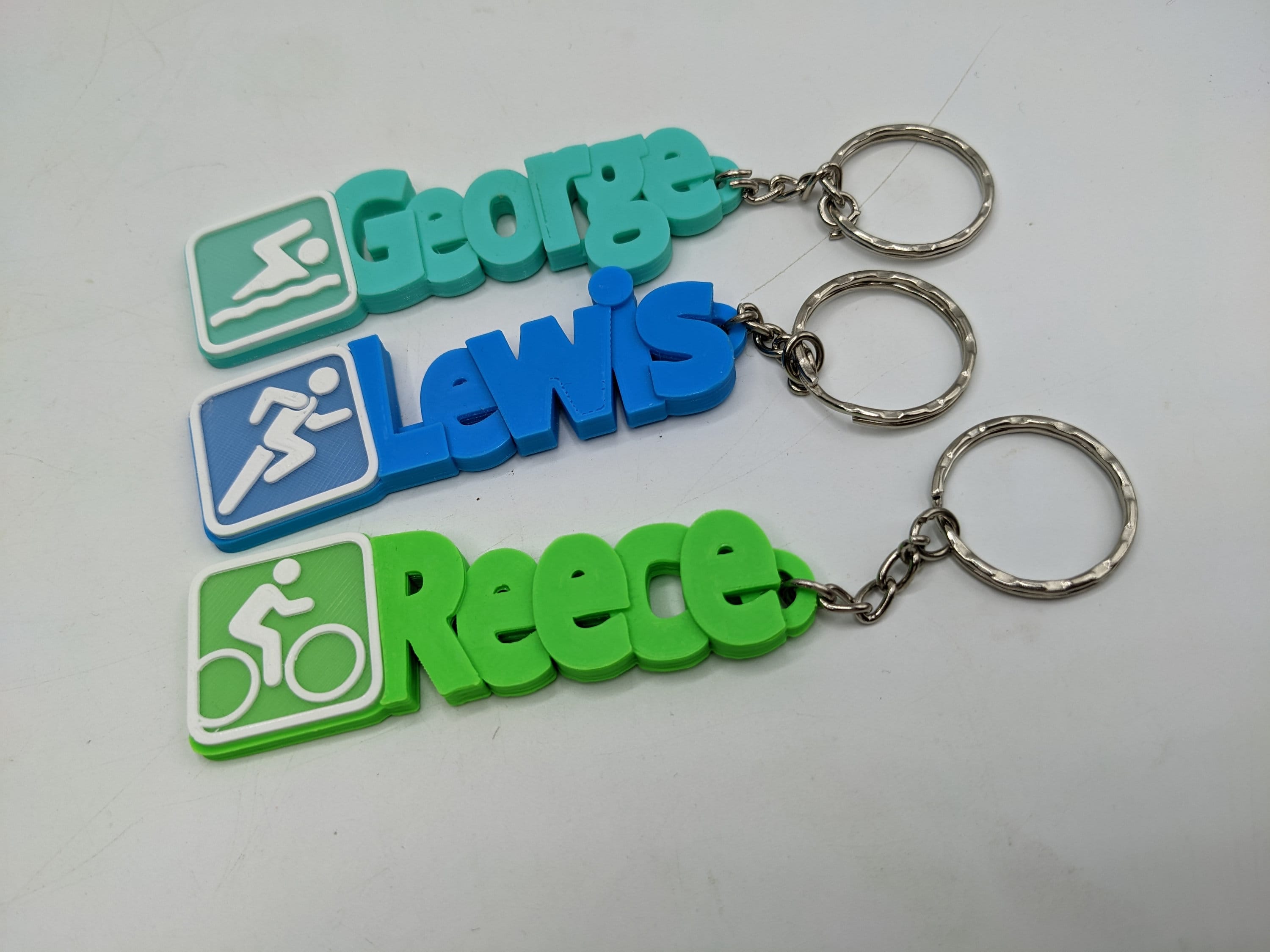 Personalised Triathlon Bag Chunky Name Keyring / Triathlon Bag Tags / Gift for Triathlon Competitor / Triathlon Gifts / Triathlon Bag Tags