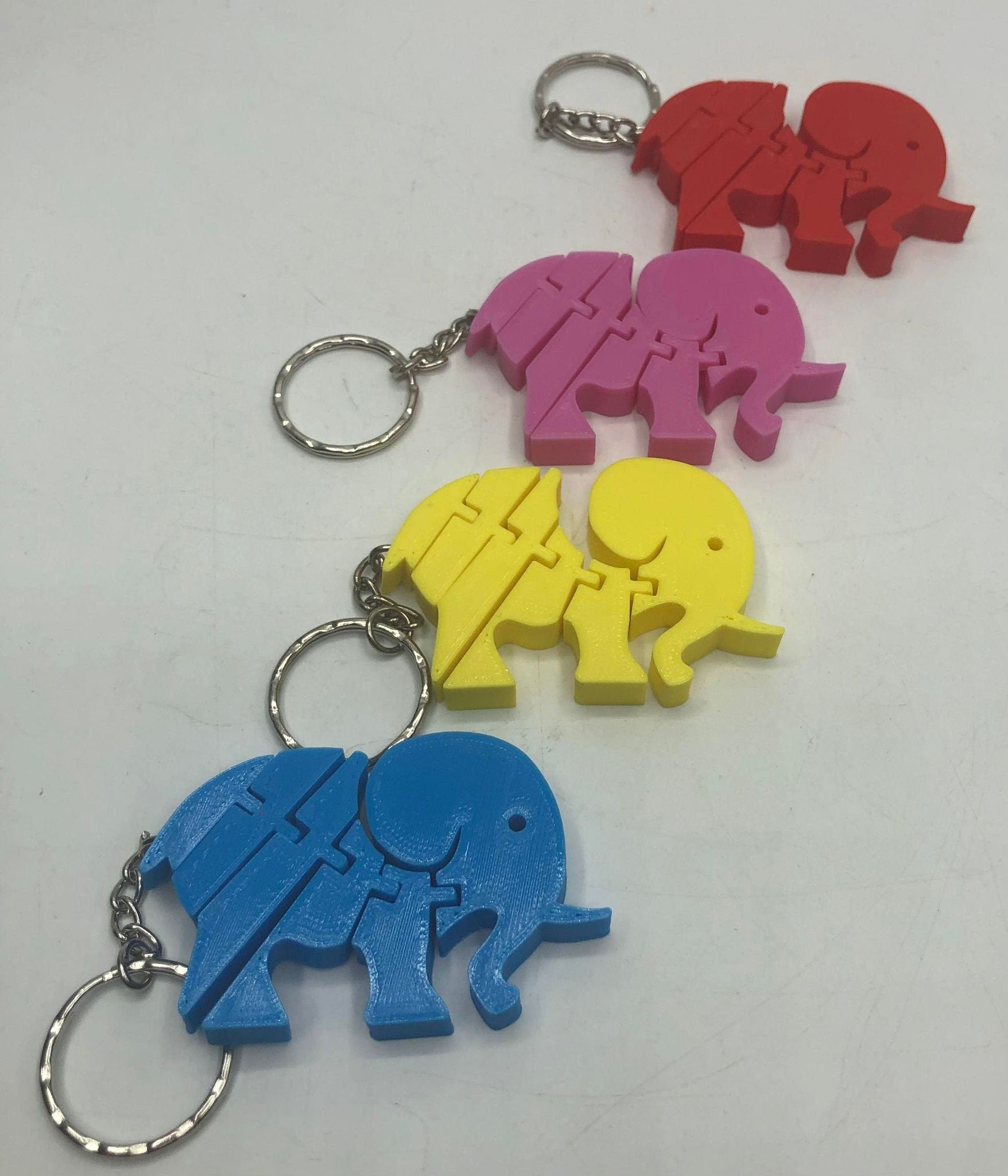 Flexible Elephant Keyring, Pink Elephant, Sensory Elephant, Articulated Elephant, Elephant Moving Keyring, Under 5 Pound Gift, Elephant Tag