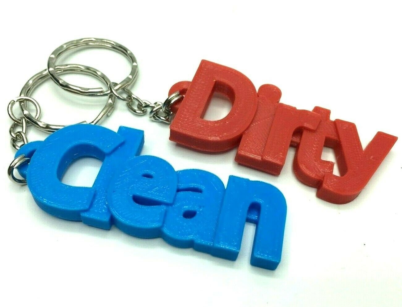 Clean and Dirty Label Tags for Laundry, Washing Bags - reusable & transferable, Clean and Dirty Label Keyrings, Washing Tags for Laundry