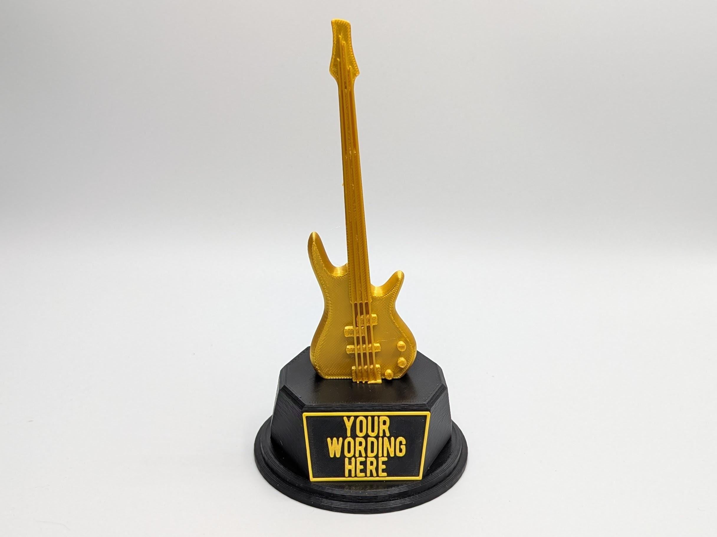 Personalised Bass Guitar Trophy, Guitar Trophy, Guitarist Award, Music Teacher Award,  Custom Trophy Gift, Guitar Player Gift, Guitarist