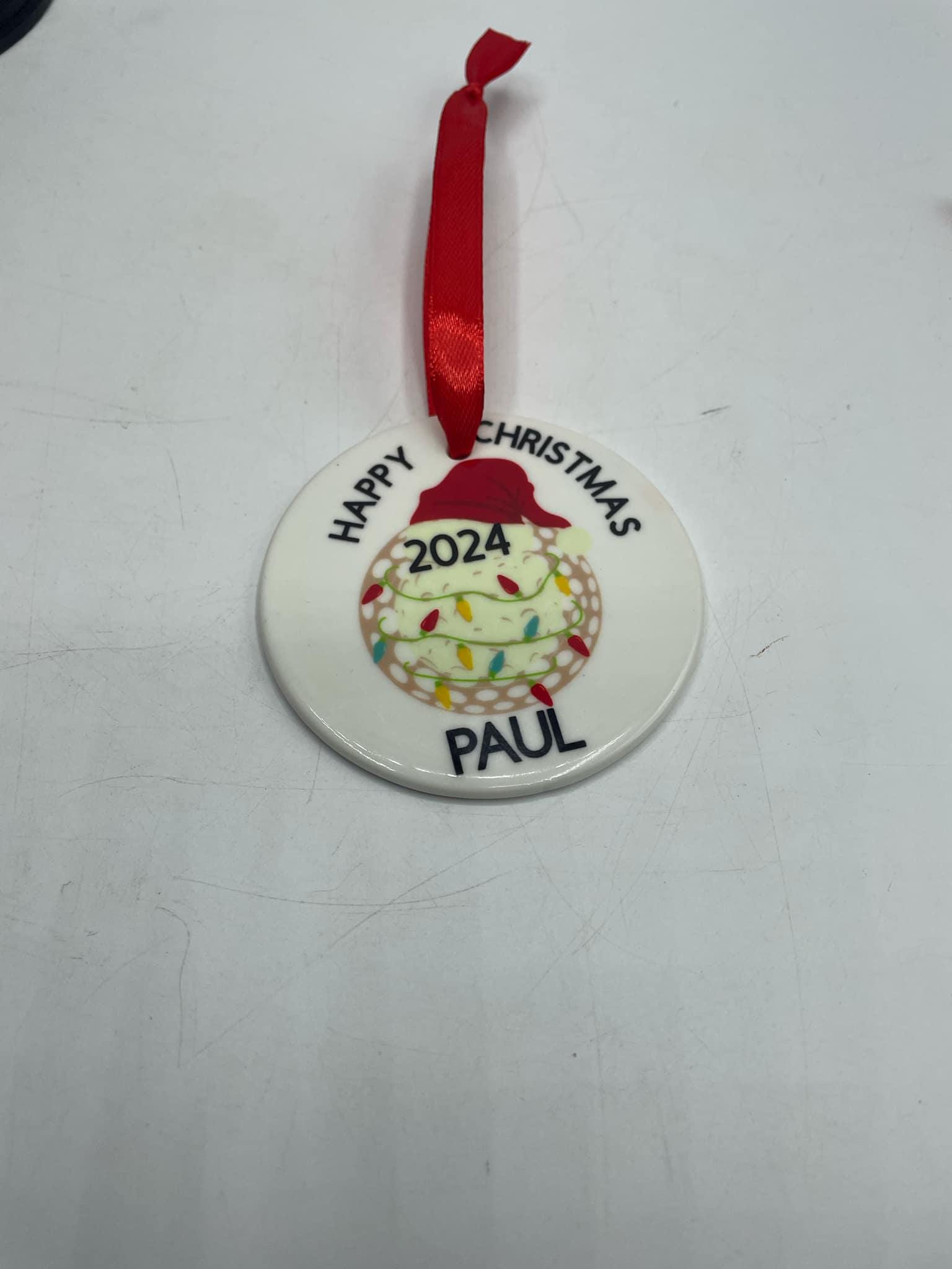Personalised Ceramic Golf Bauble, Personalised Golf Ornament, Christmas Gift For Golfer, Personalised Gift for Golf Player, Golf Christmas