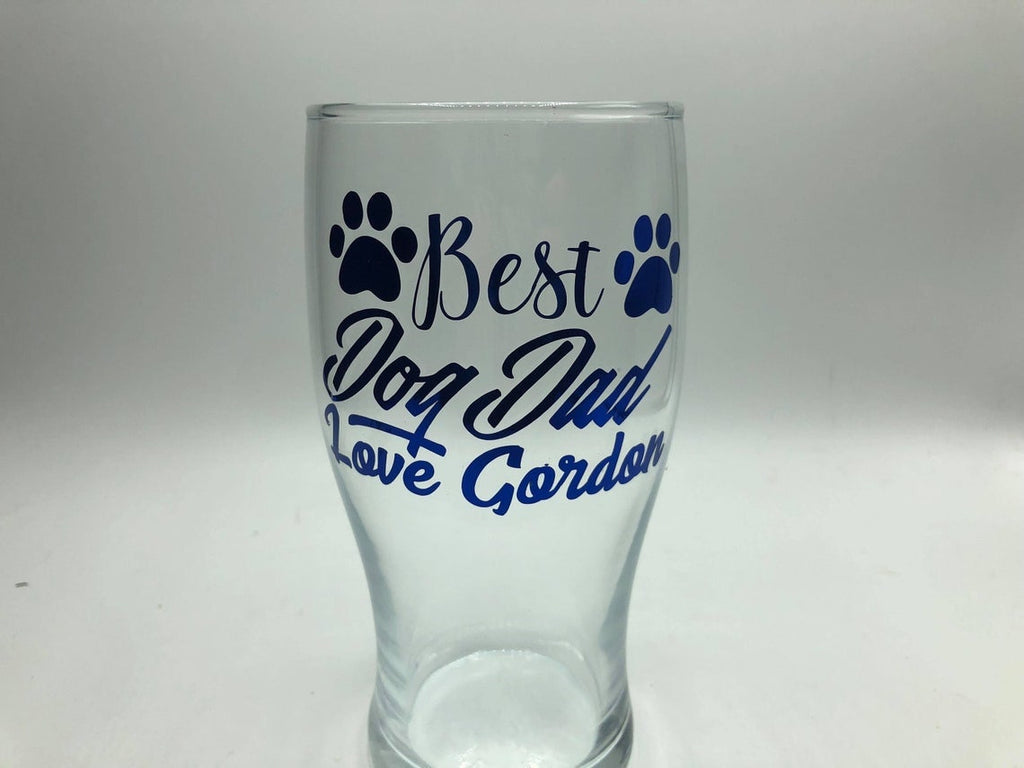 Personalised Dog Dad Glass, Father's Day Gift, Christmas Gift, Dog Dad Gift, Custom Dog Dad  Glass, Gift for Dog Owner, Dog Dad Glass Gift