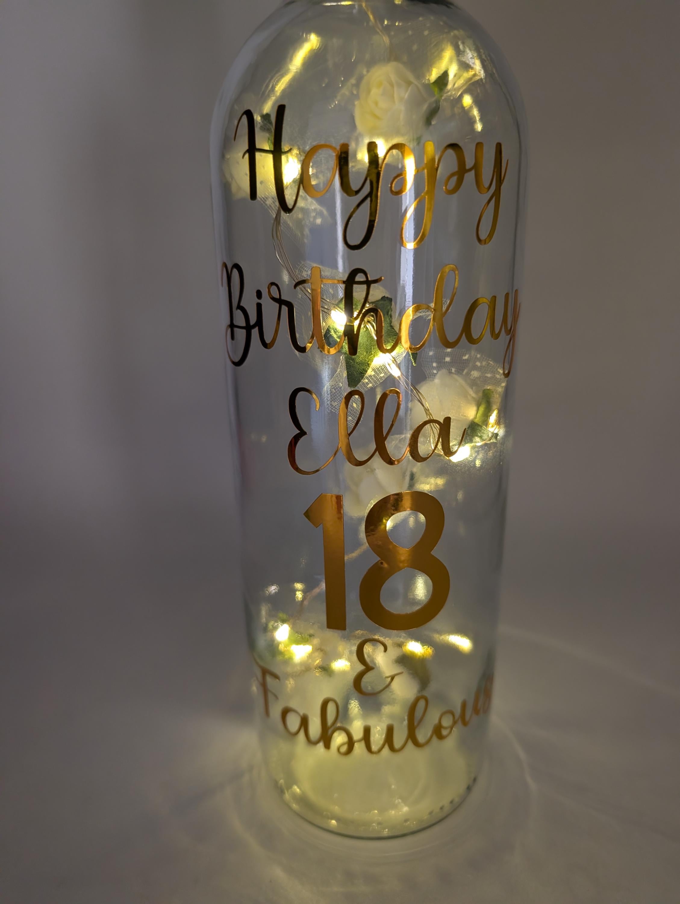 Personalised 18th Birthday Gift, 18th Light up Bottle, 18th Birthday For Her, Special 18th Gift, Milestone Birthday, 18 Birthday Present