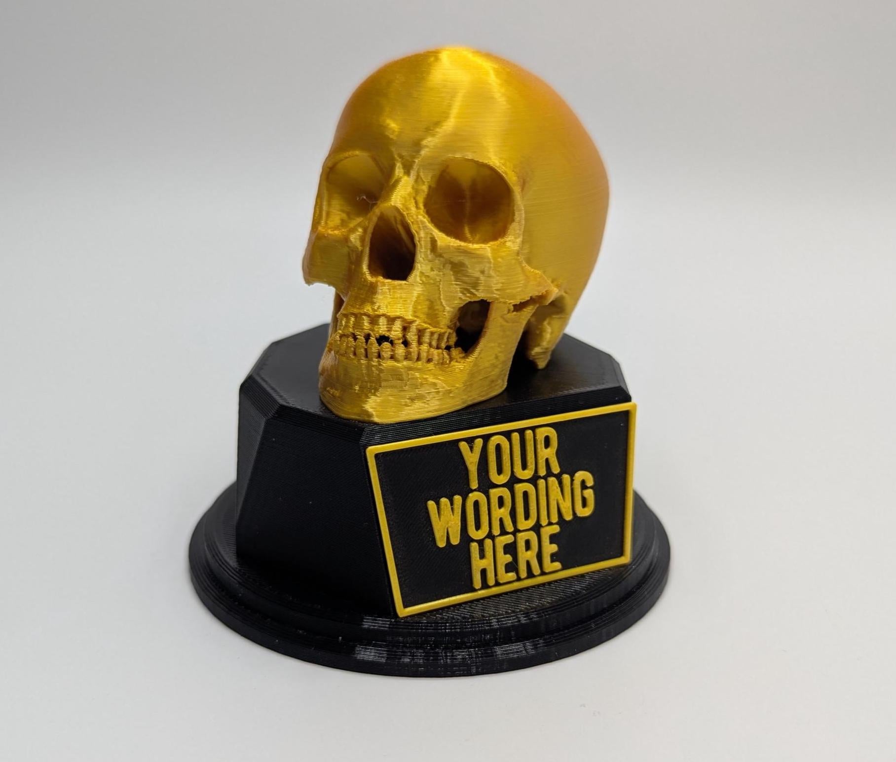 Personalised Skull Trophy, Human Skull Trophy, Gothic Lover Gift, Halloween Award, Custom Skull Lover Gift, Skull Shaped Trophy, Skull Award