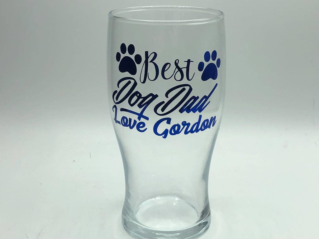 Personalised Dog Dad Glass, Father's Day Gift, Christmas Gift, Dog Dad Gift, Custom Dog Dad  Glass, Gift for Dog Owner, Dog Dad Glass Gift